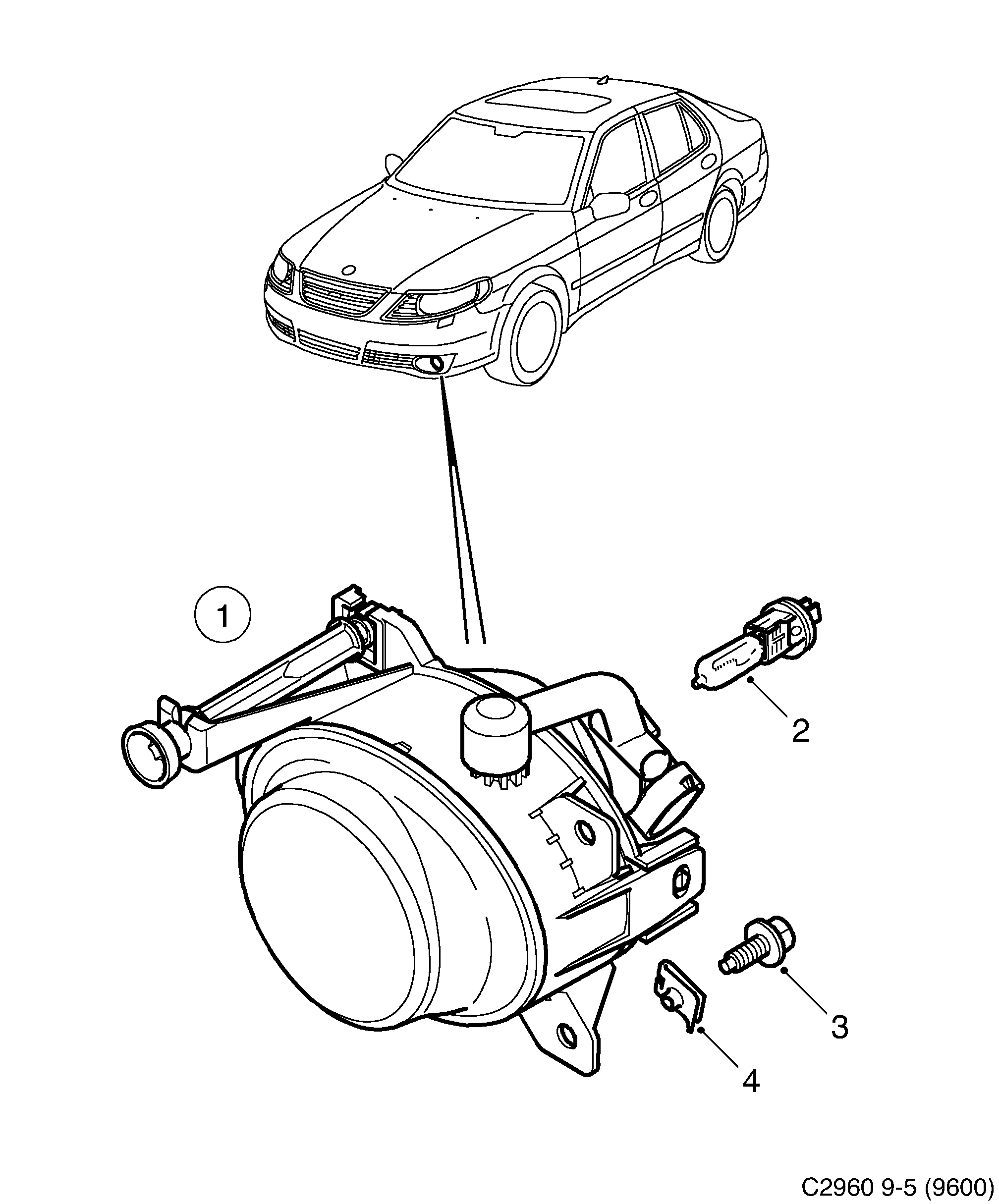 Saab 9-5 (9600) Fog light diagram