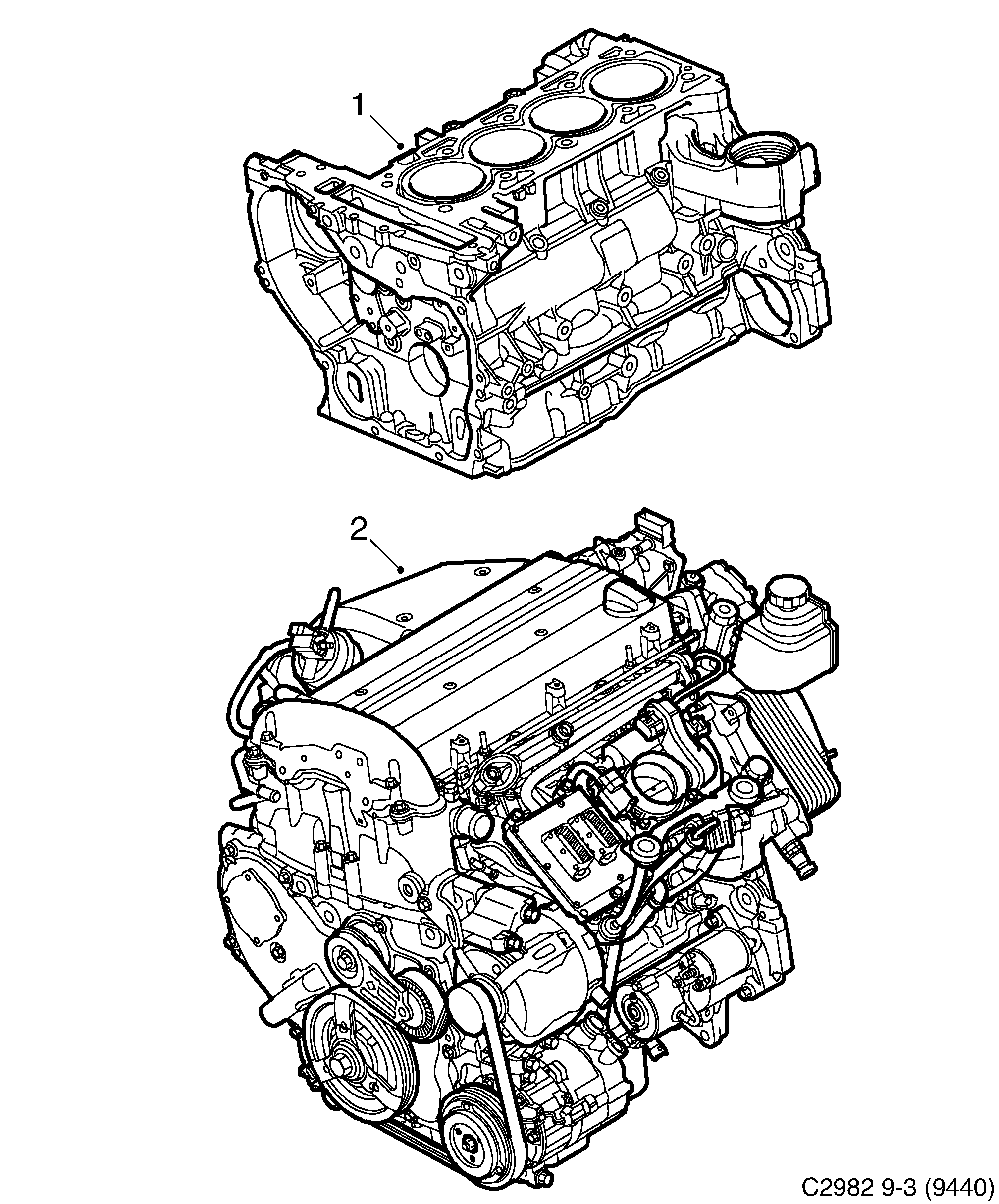 Saab 9-3 (9440) Basic engine Motor diagram