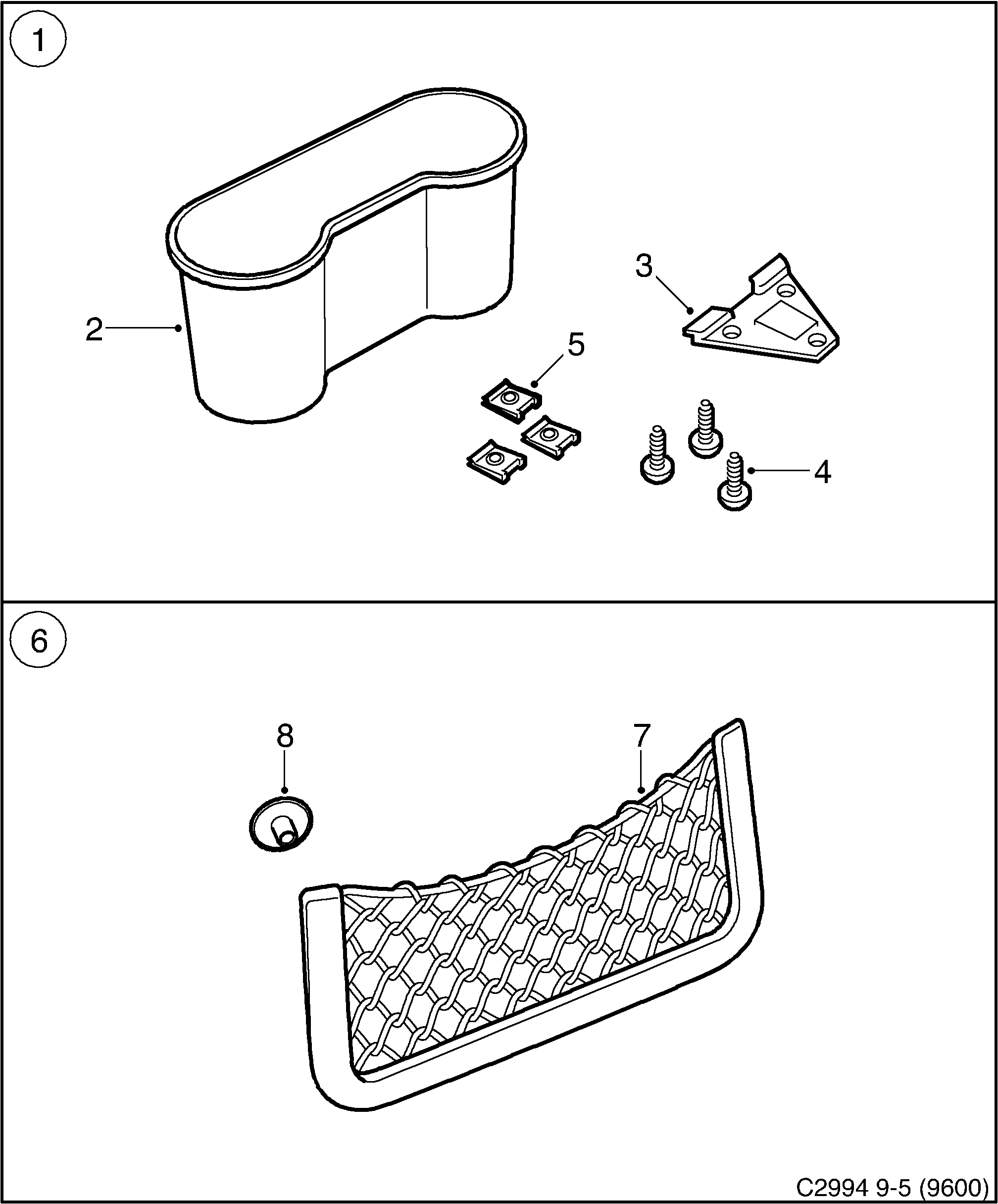 Saab 9-5 (9600) Other interior equipment diagram