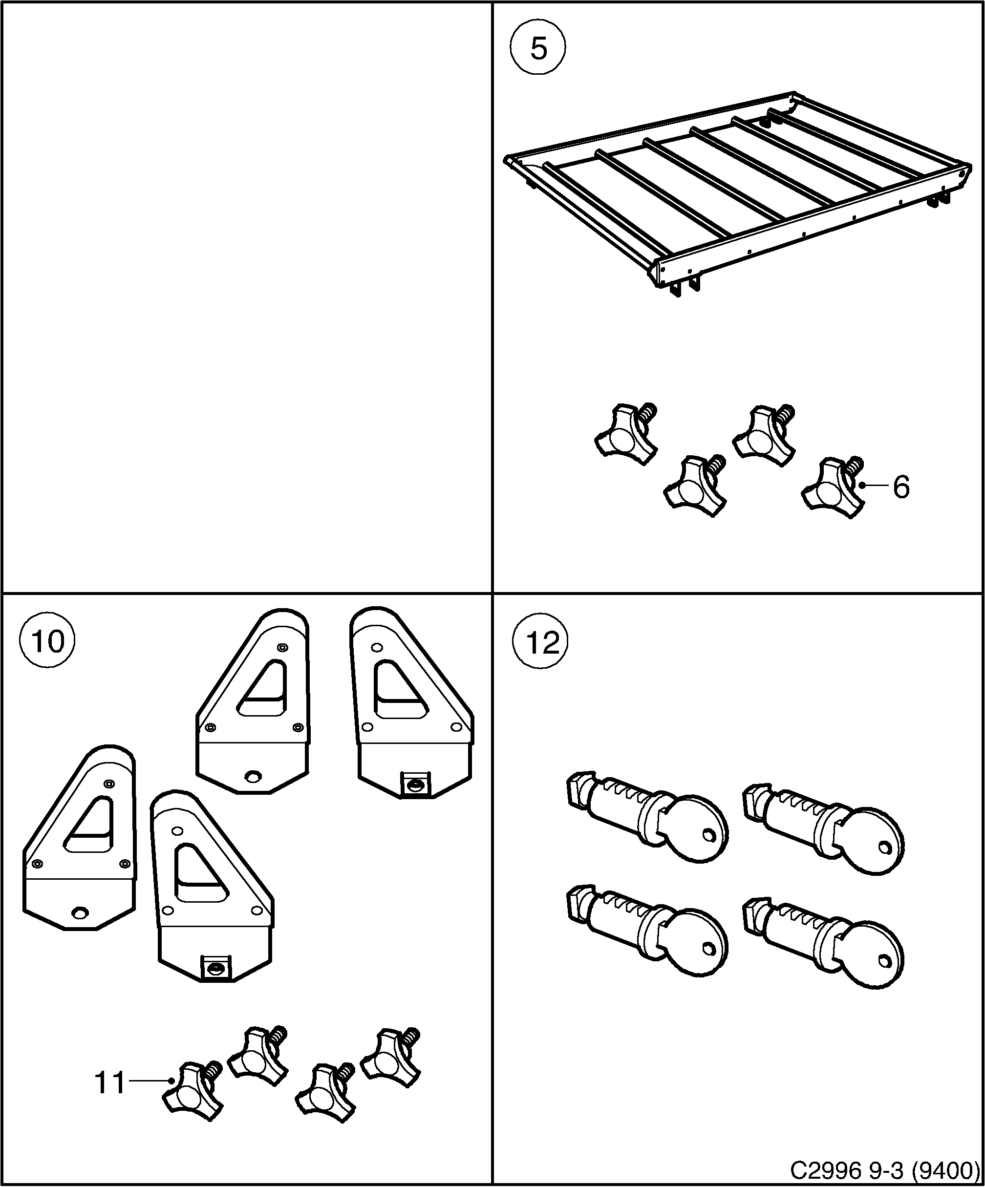 Saab 9-3 (9400) Roof load diagram