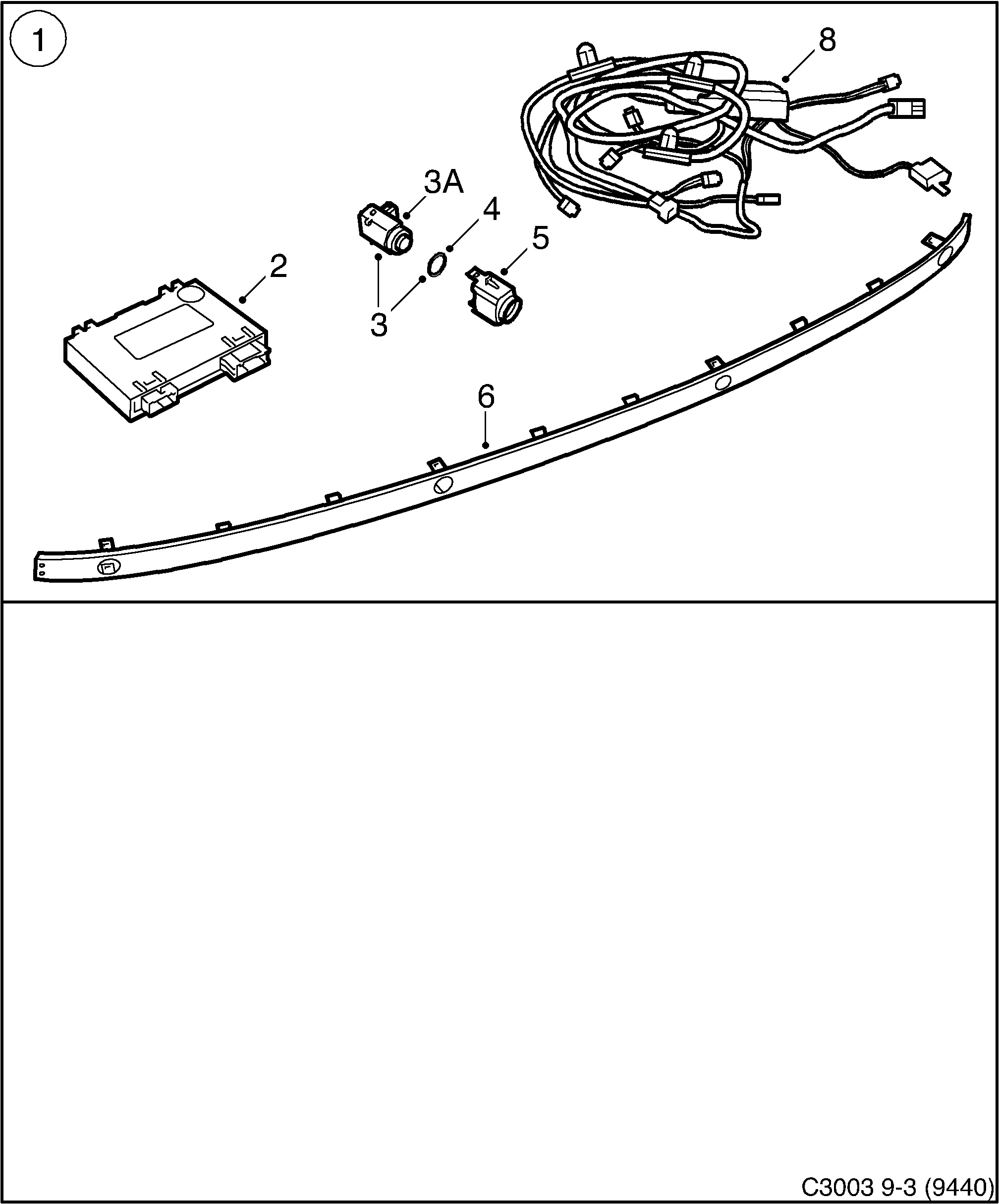 Saab 9-3 (9440) Saab Parking Assistance (SPA) diagram