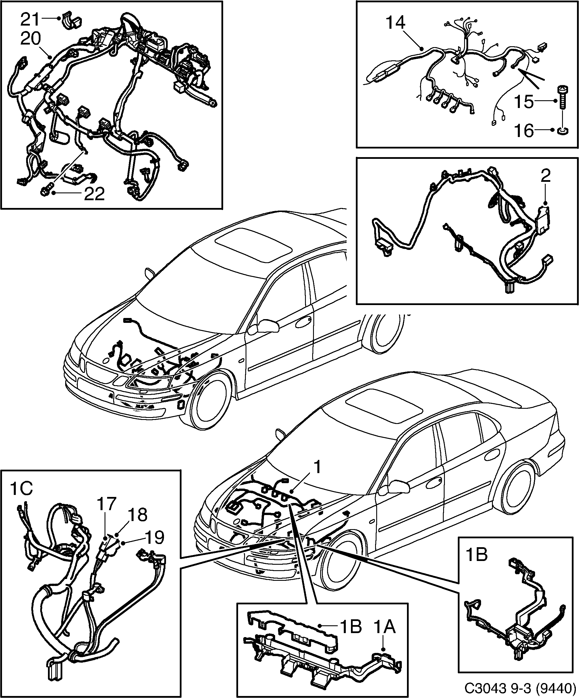 Saab 9-3 (9440) Motor, transmission diagram