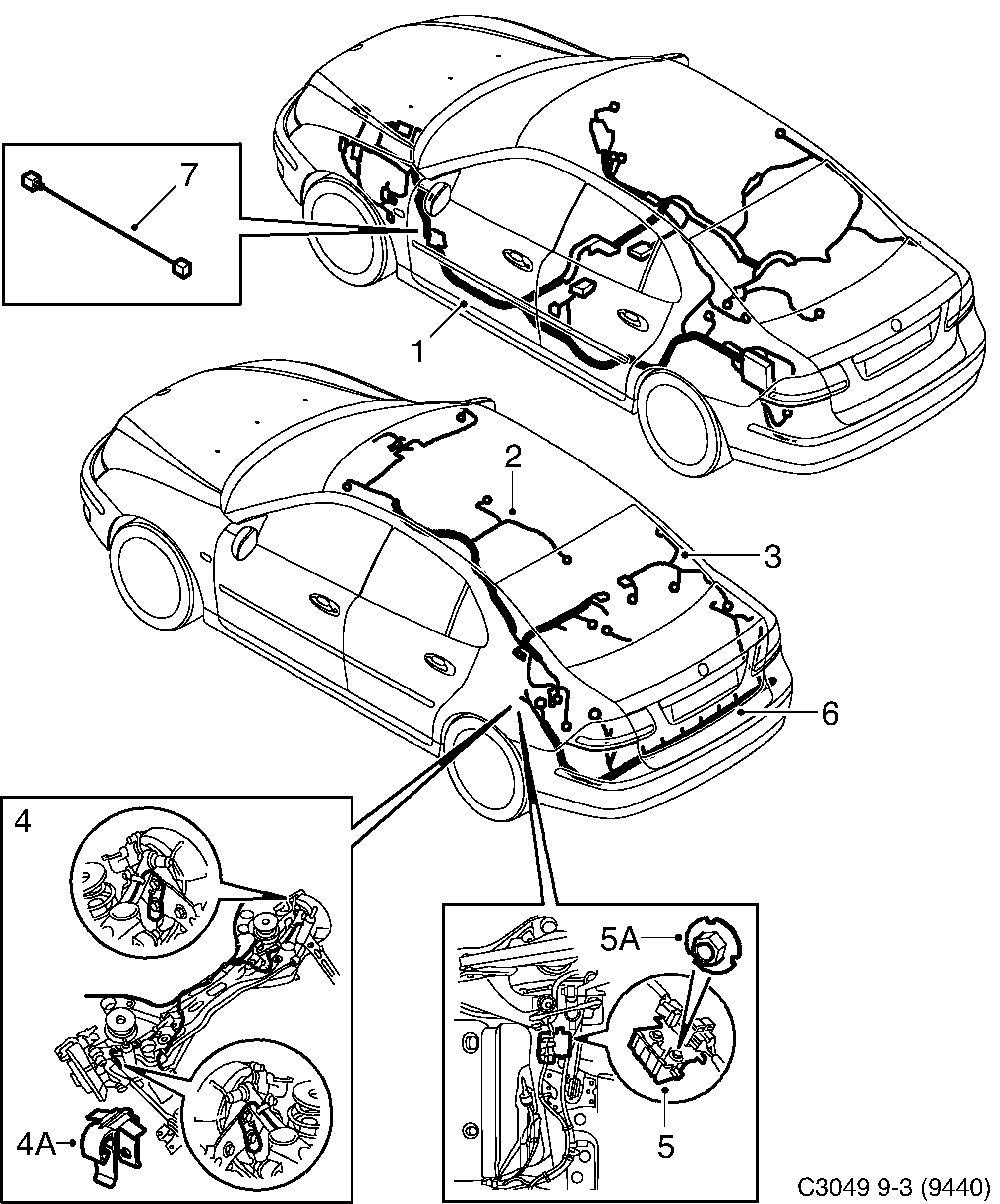 Saab 9-3 (9440) Compartment Roof and Rear diagram