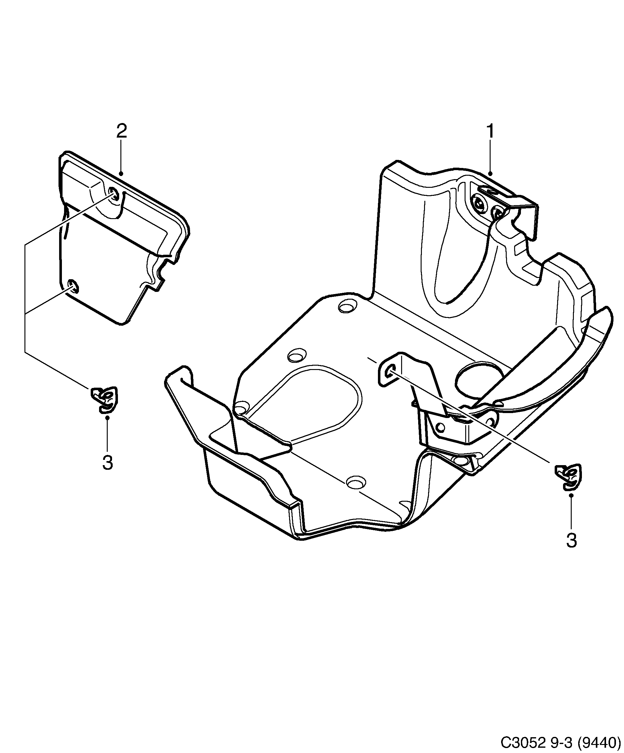Saab 9-3 (9440) Oil pan Sound insulation diagram