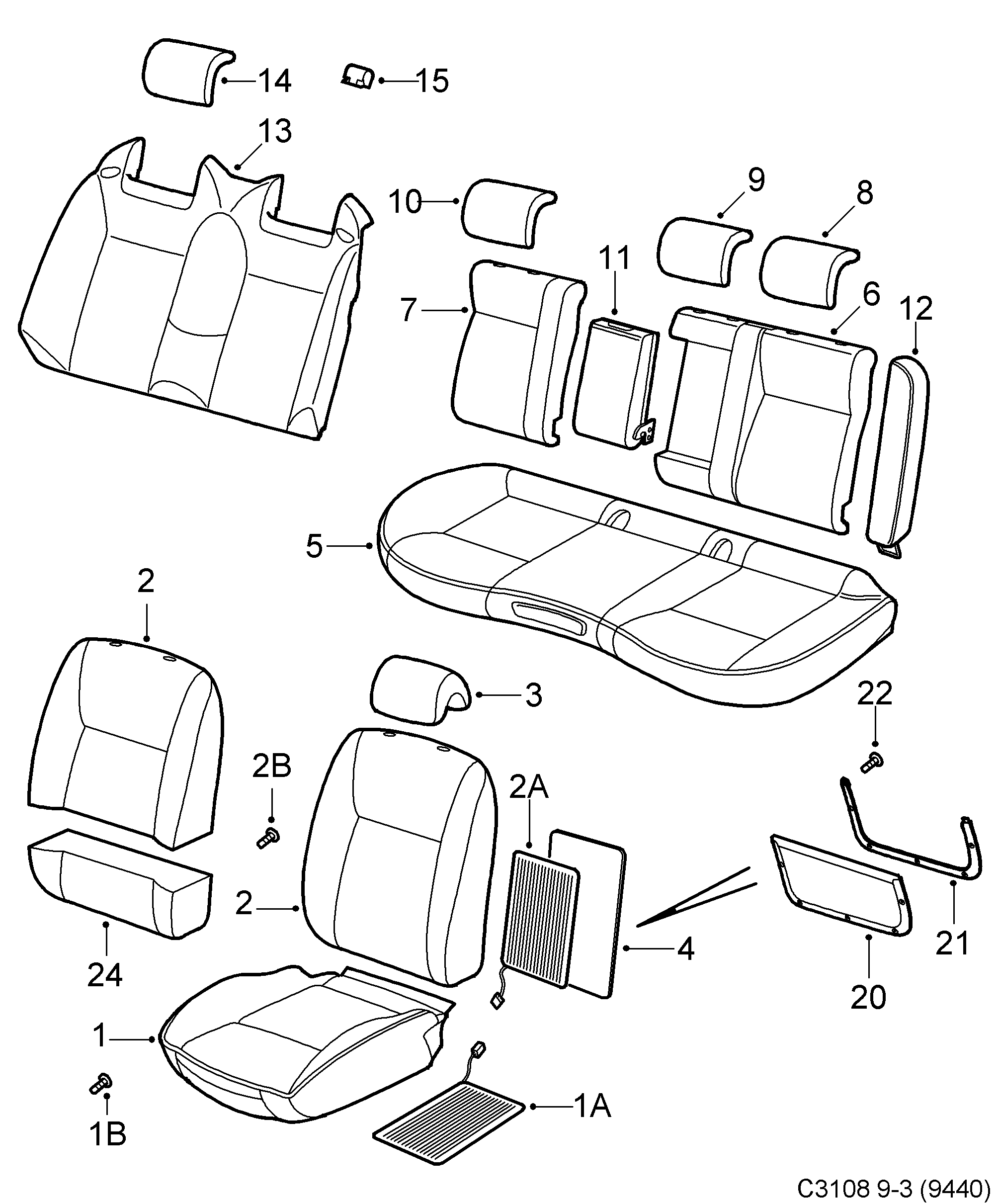 Saab 9-3 (9440) Covers diagram