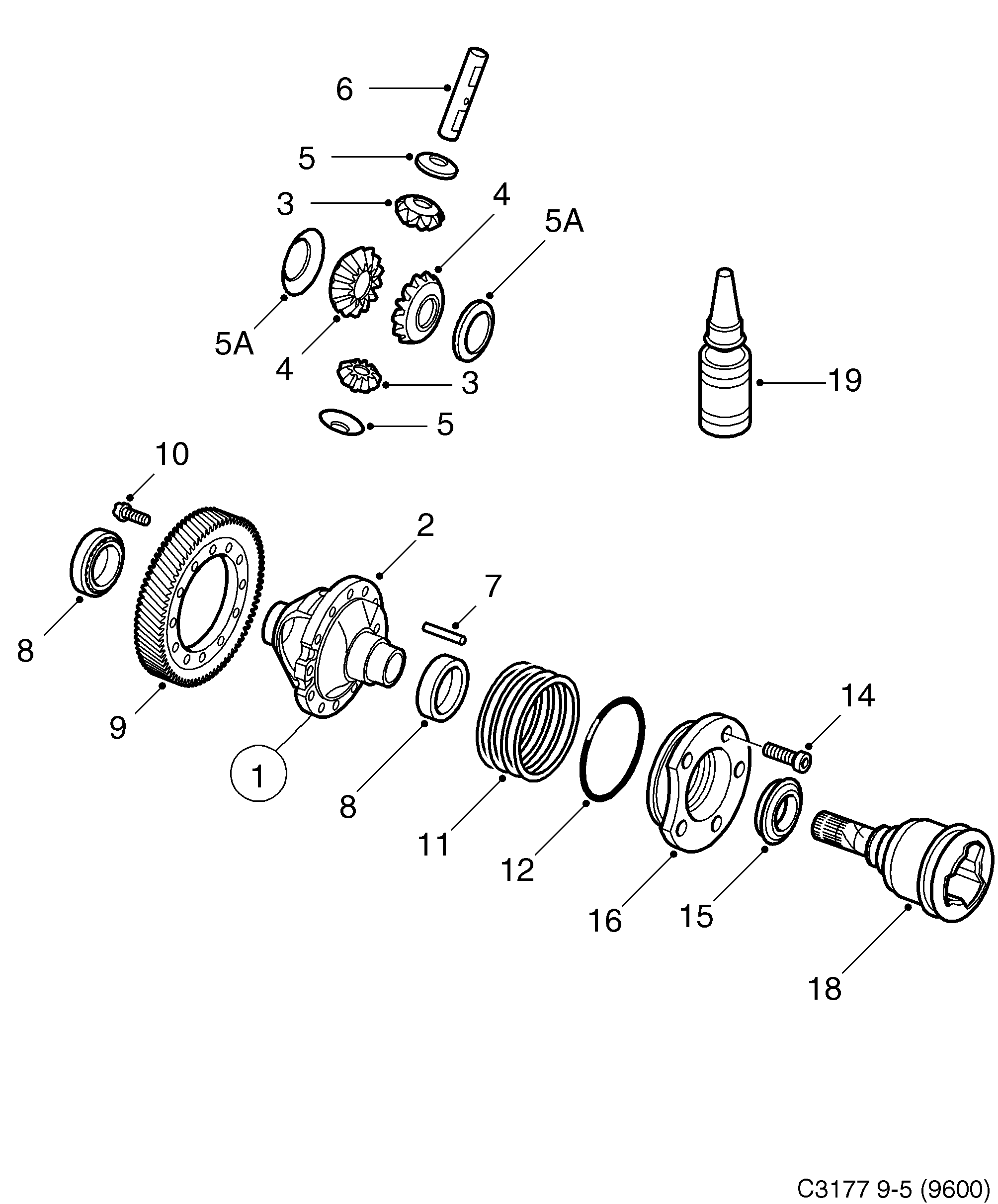 Saab 9-5 (9600) Differential diagram