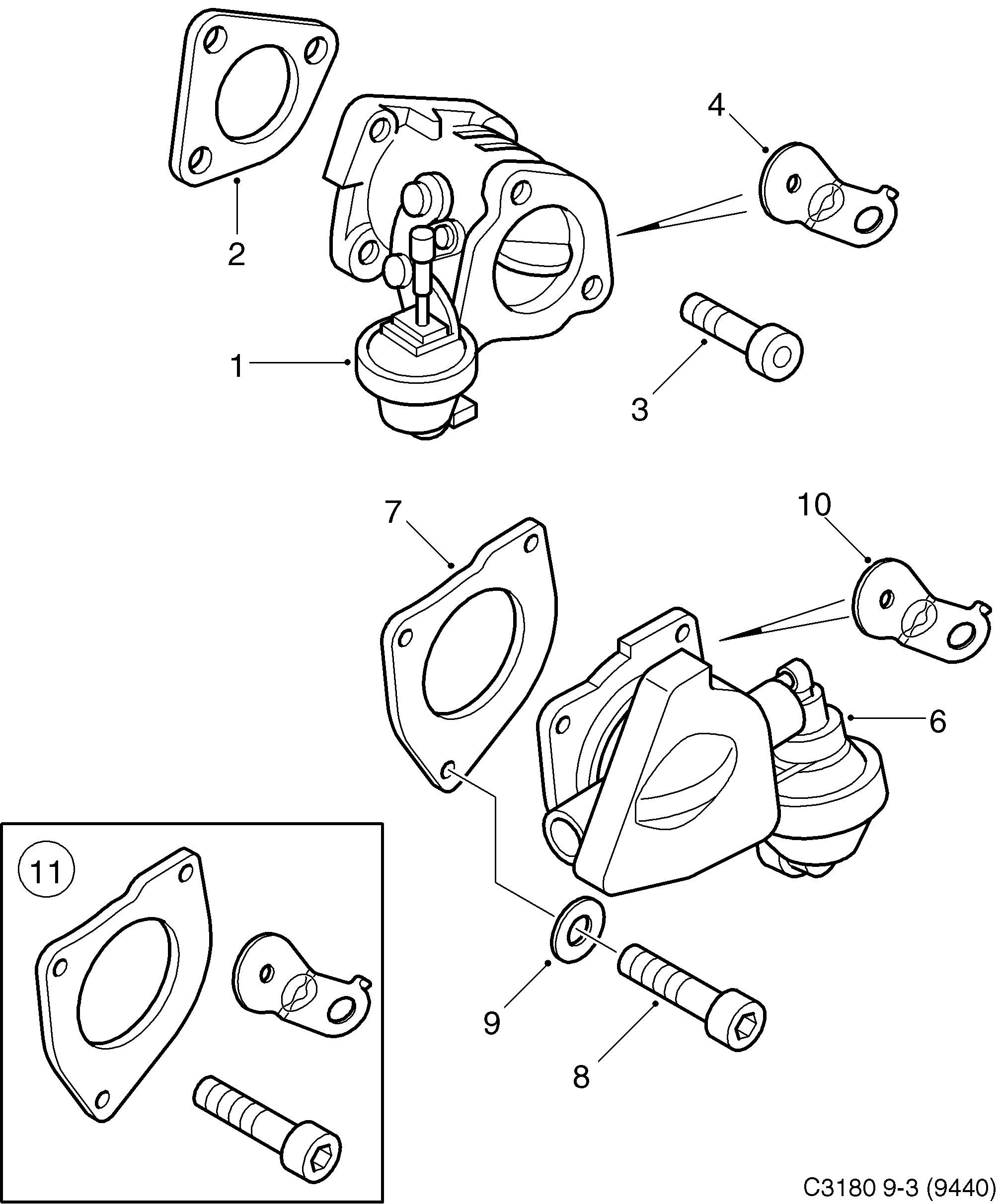 Saab 9-3 (9440) Throttle body diagram