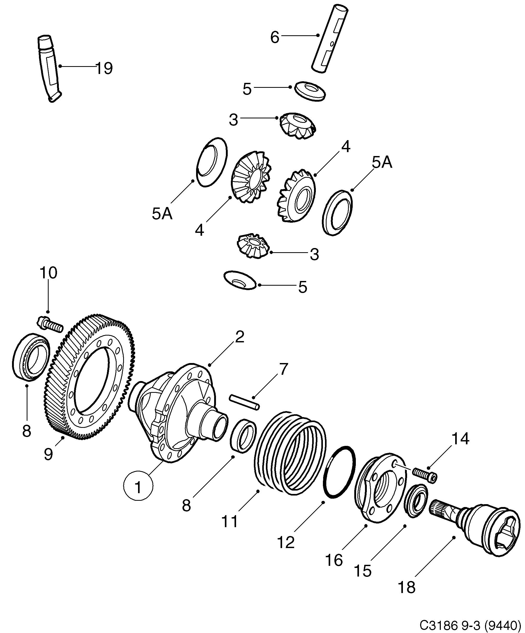 Saab 9-3 (9440) Differential 5-speed diagram