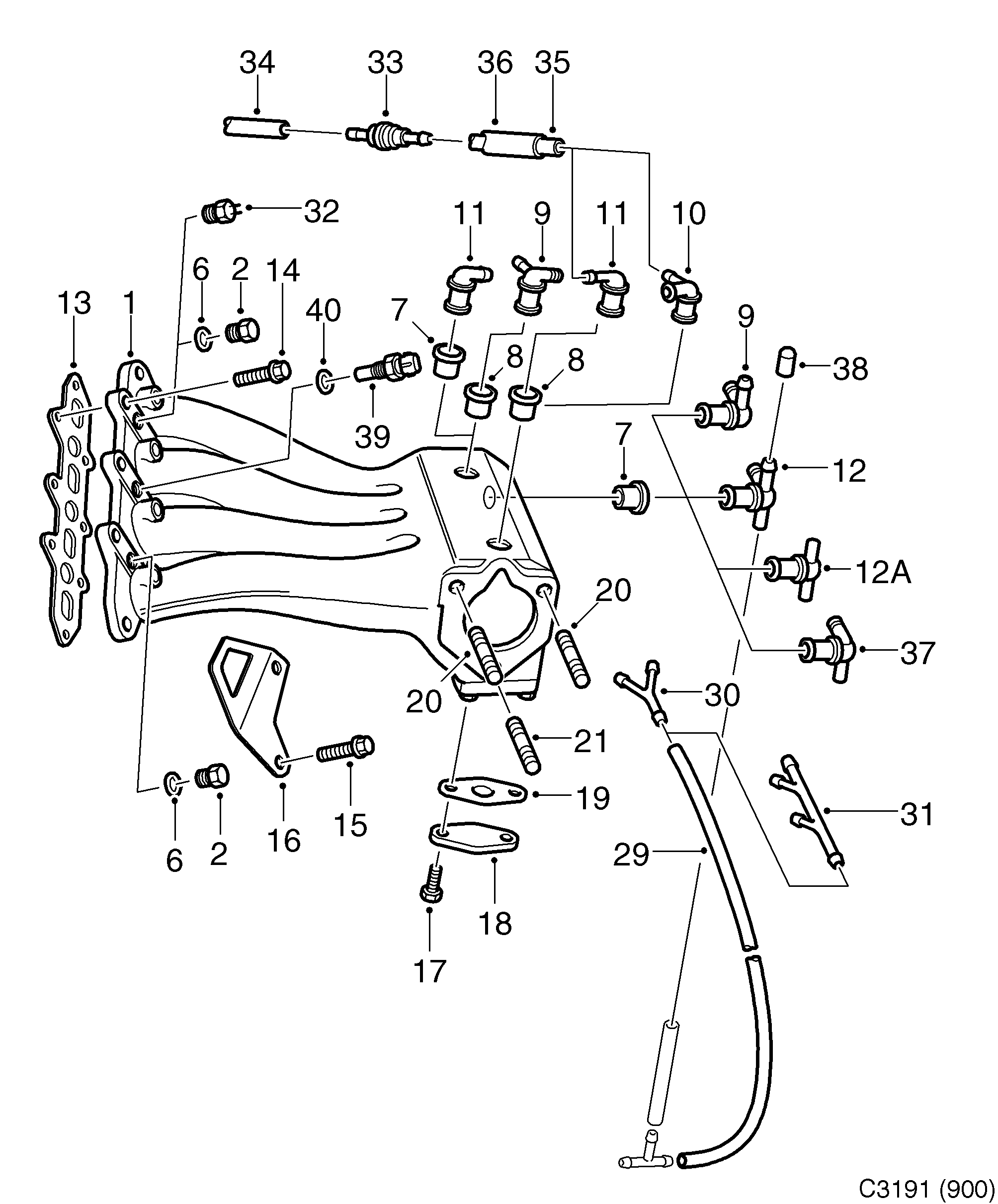 Saab 900 Inlet manifold diagram