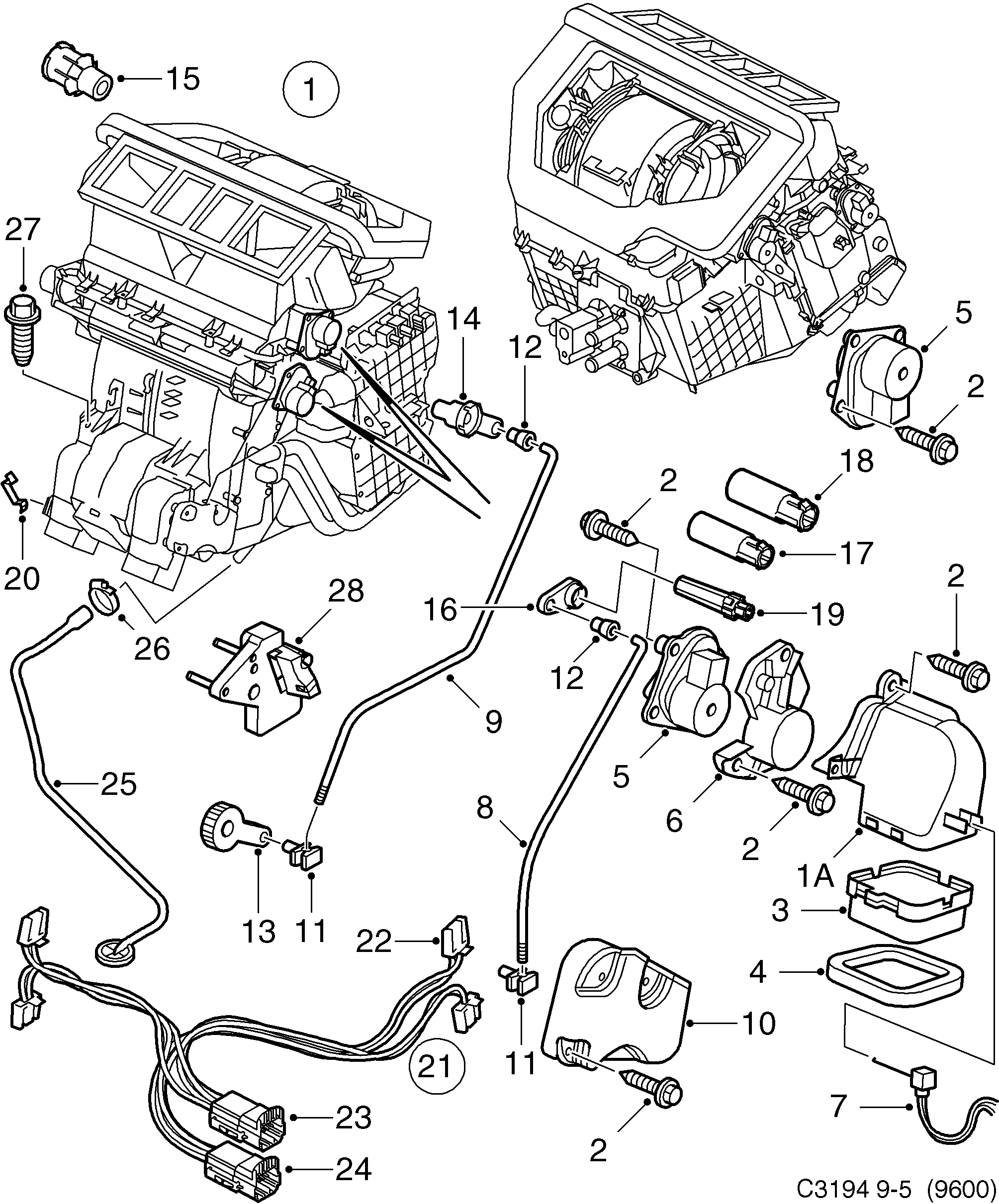 Saab 9-5 (9600) Climate unit Part 2 diagram