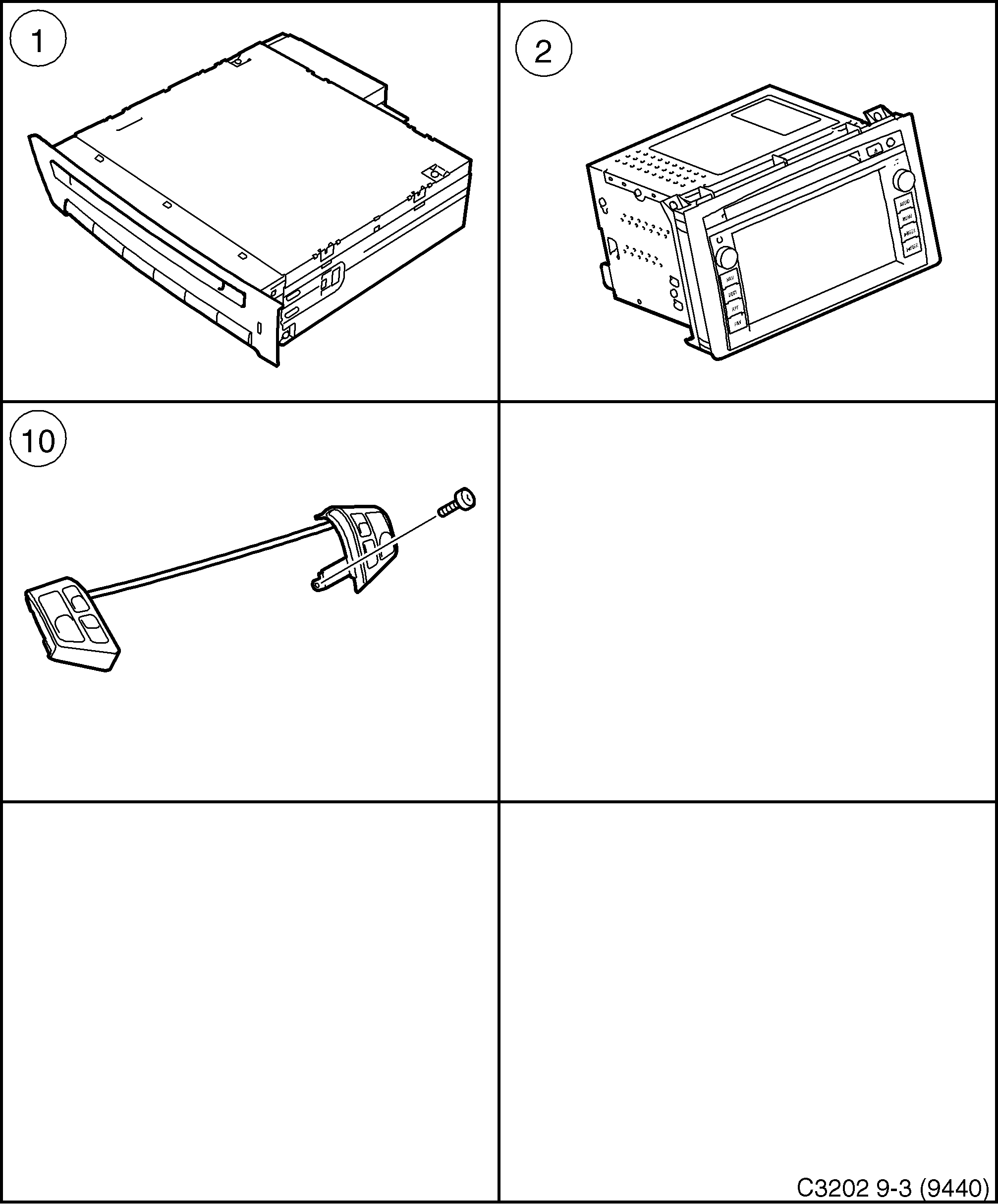 Saab 9-3 (9440) Radio, booster, CD player/CD changer diagram