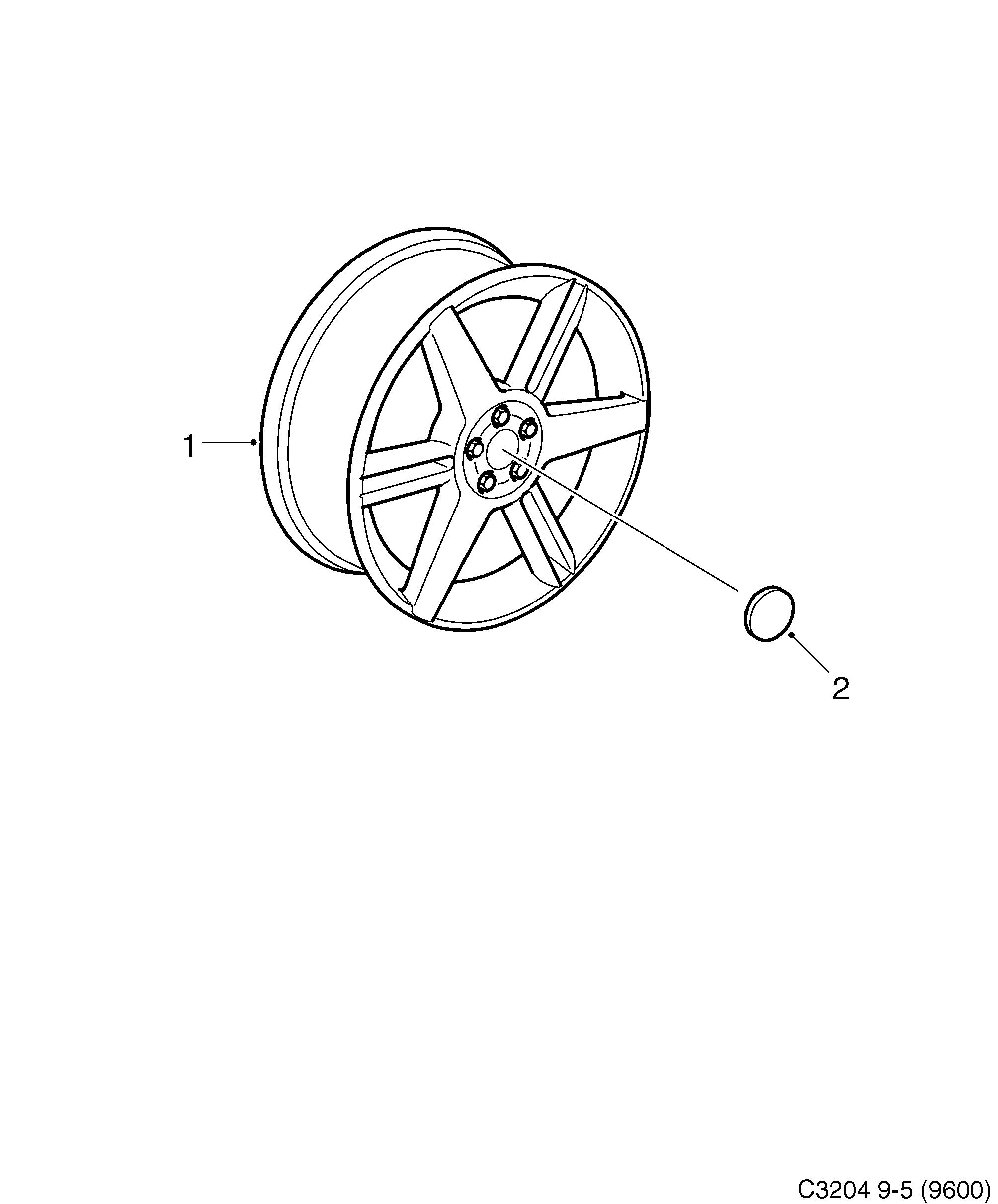 Saab 9-5 (9600) Wheel 18'' diagram