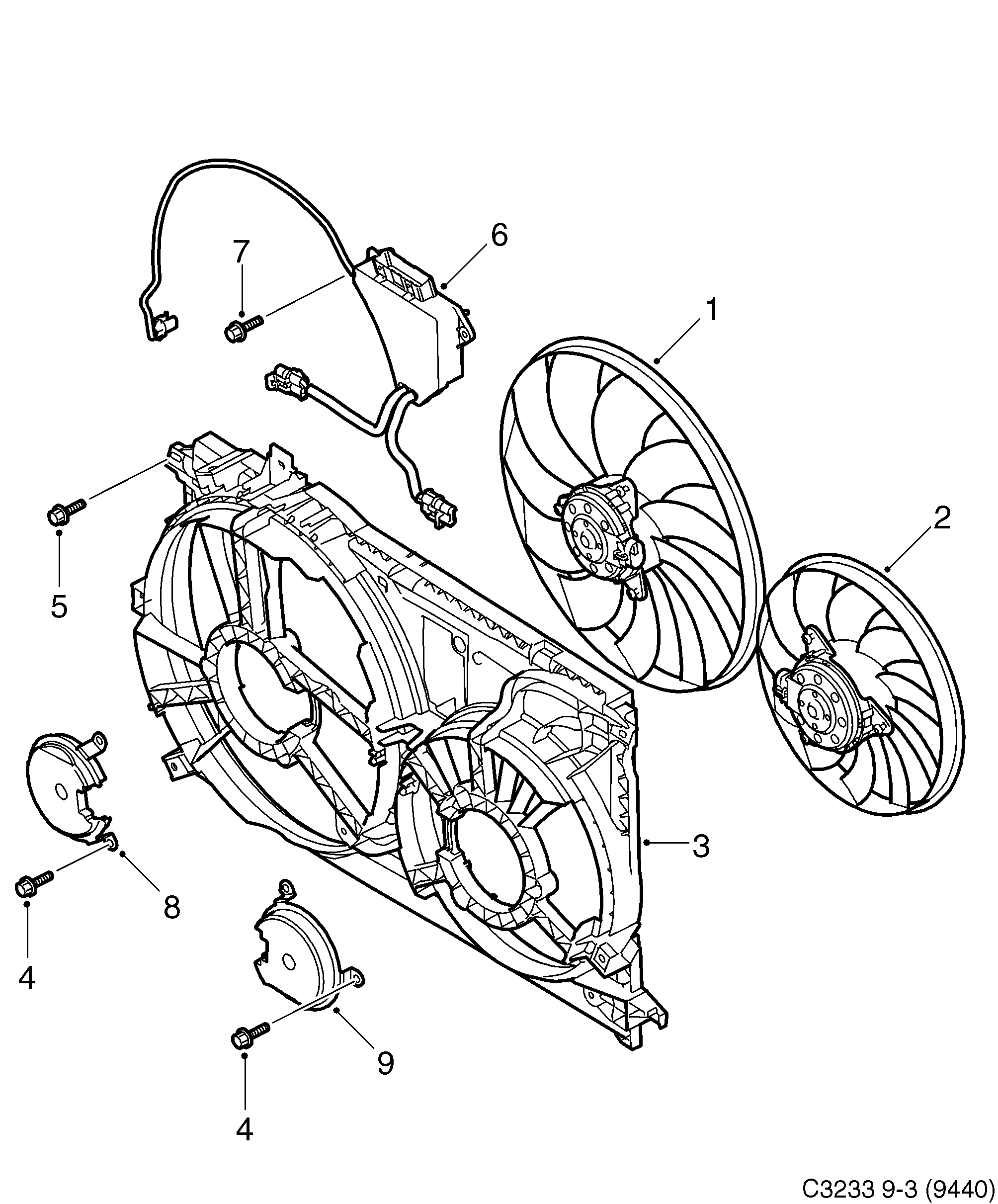 Saab 9-3 (9440) Fan motor diagram