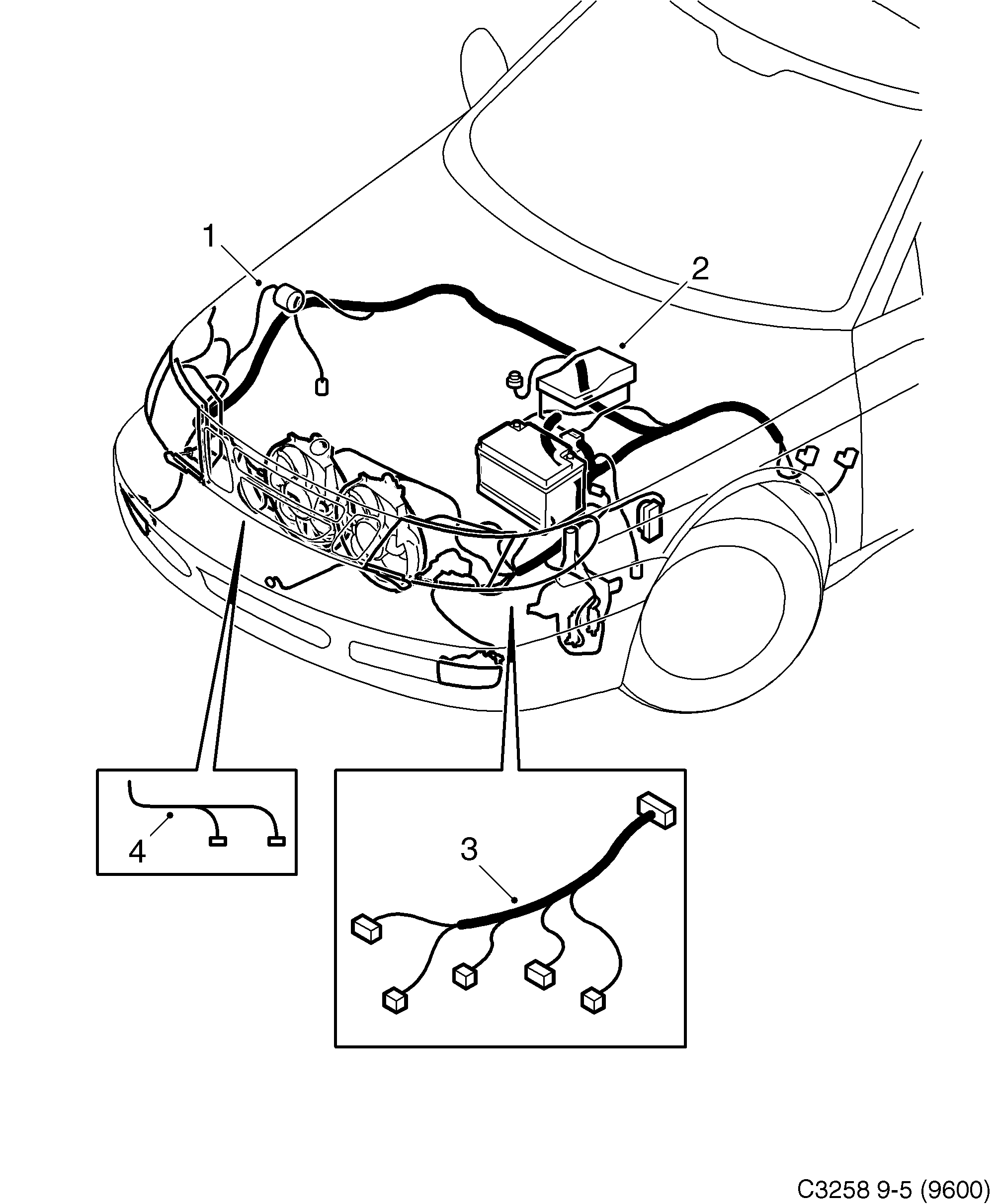 Saab 9-5 (9600) Front diagram