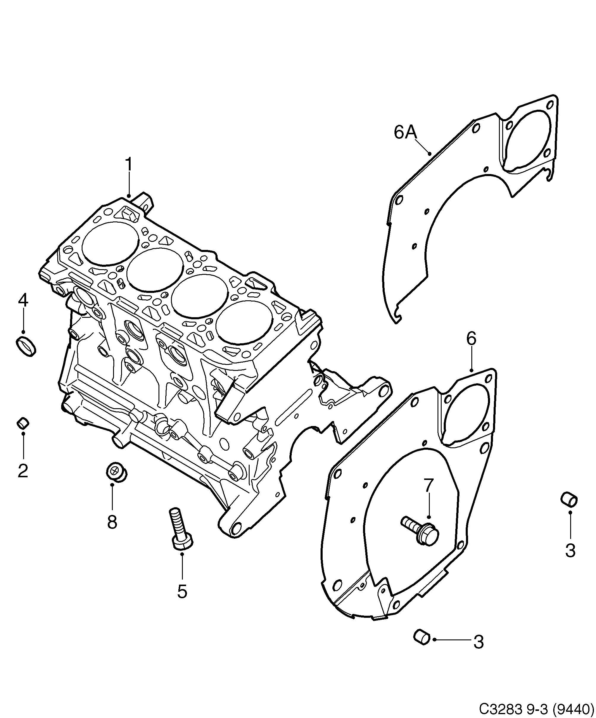Saab 9-3 (9440) Cylinder block diagram