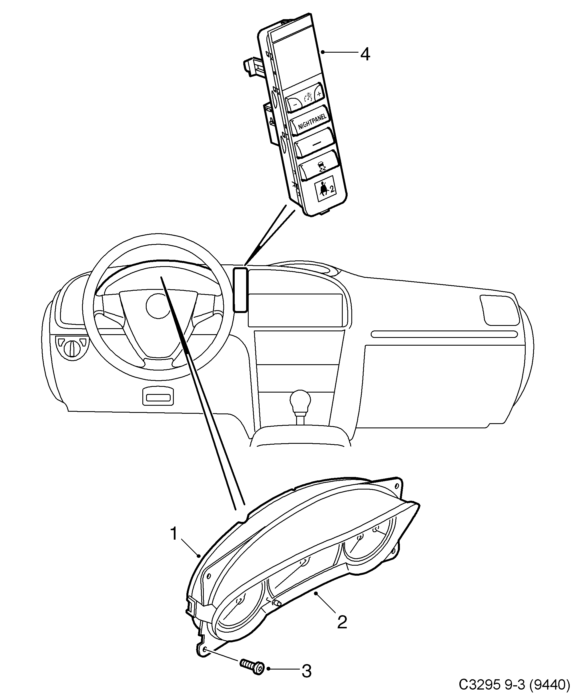 Saab 9-3 (9440) Instrument diagram