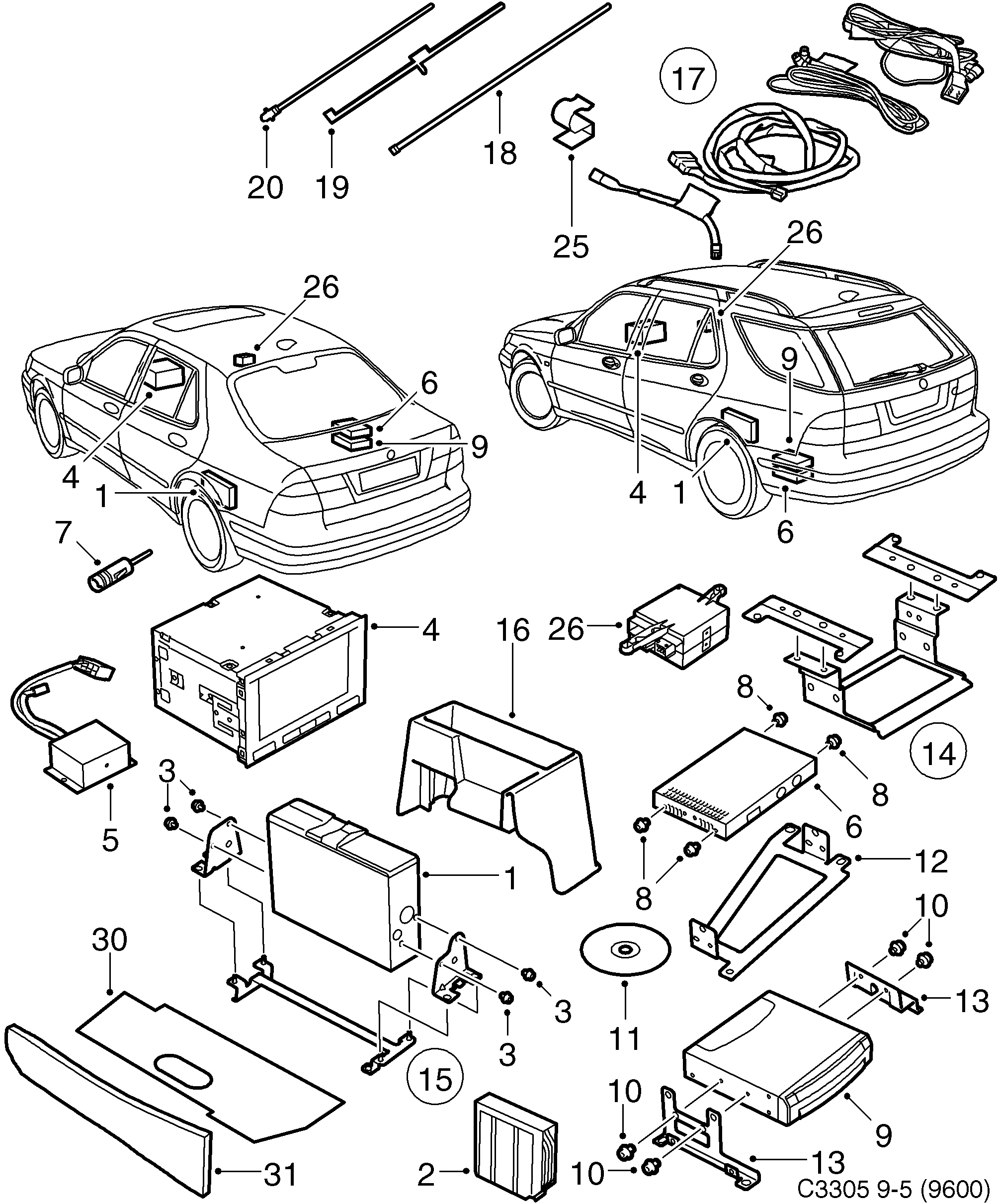 Saab 9-5 (9600) Navigation system diagram