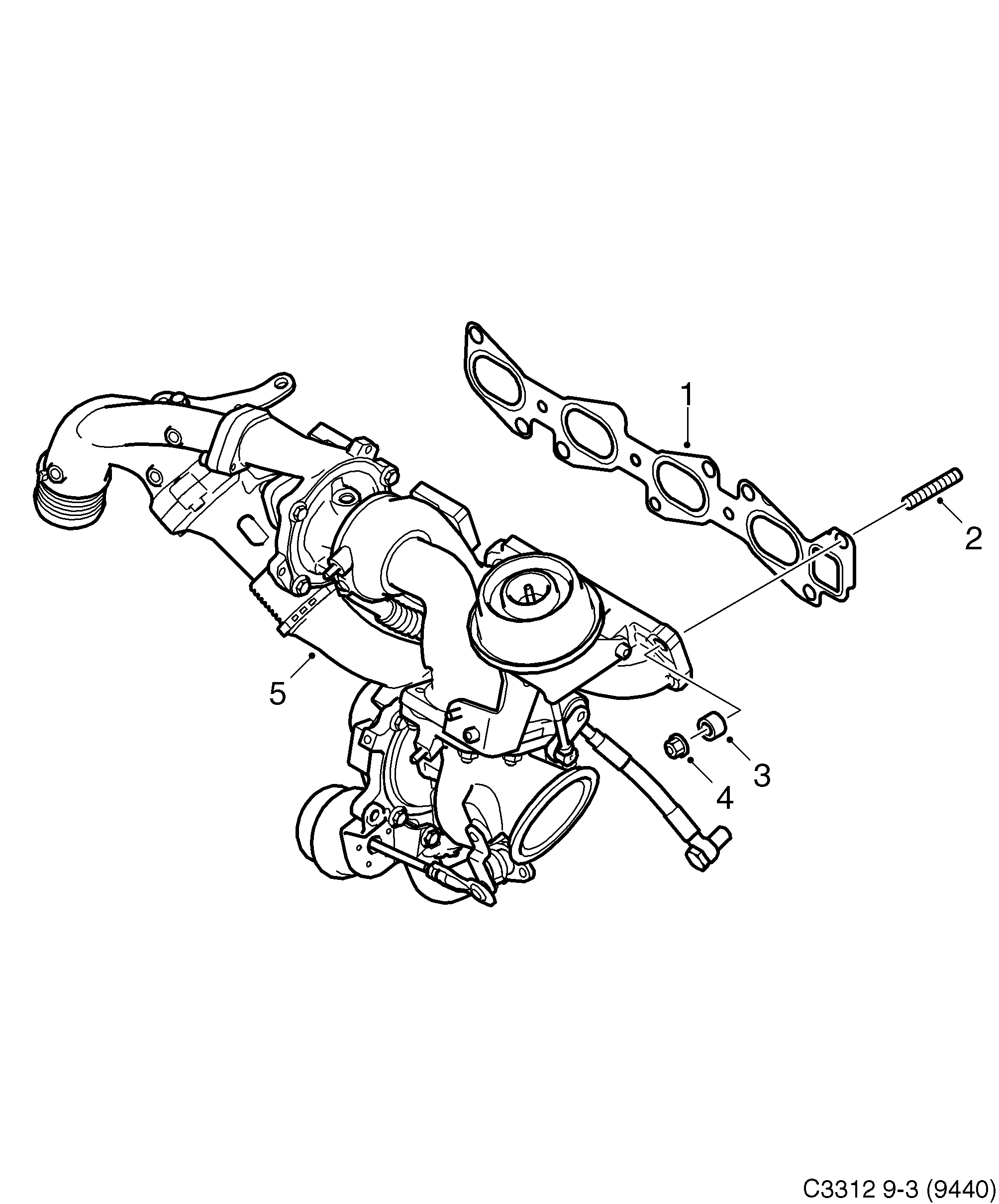 Saab 9-3 (9440) Exhaust manifold diagram