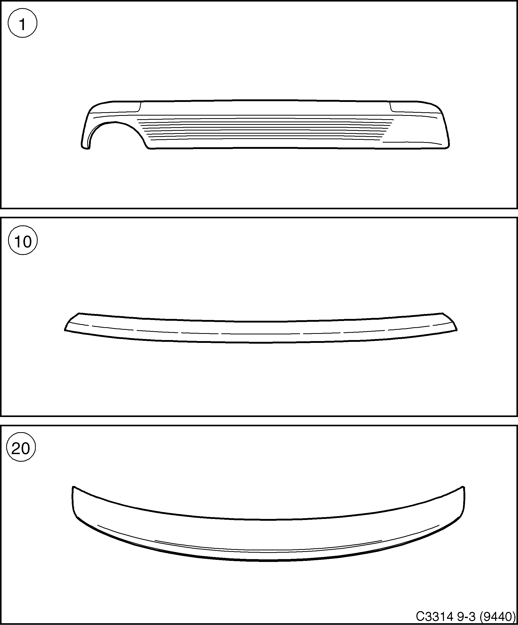 Saab 9-3 (9440) Spoiler kit Spoiler diagram