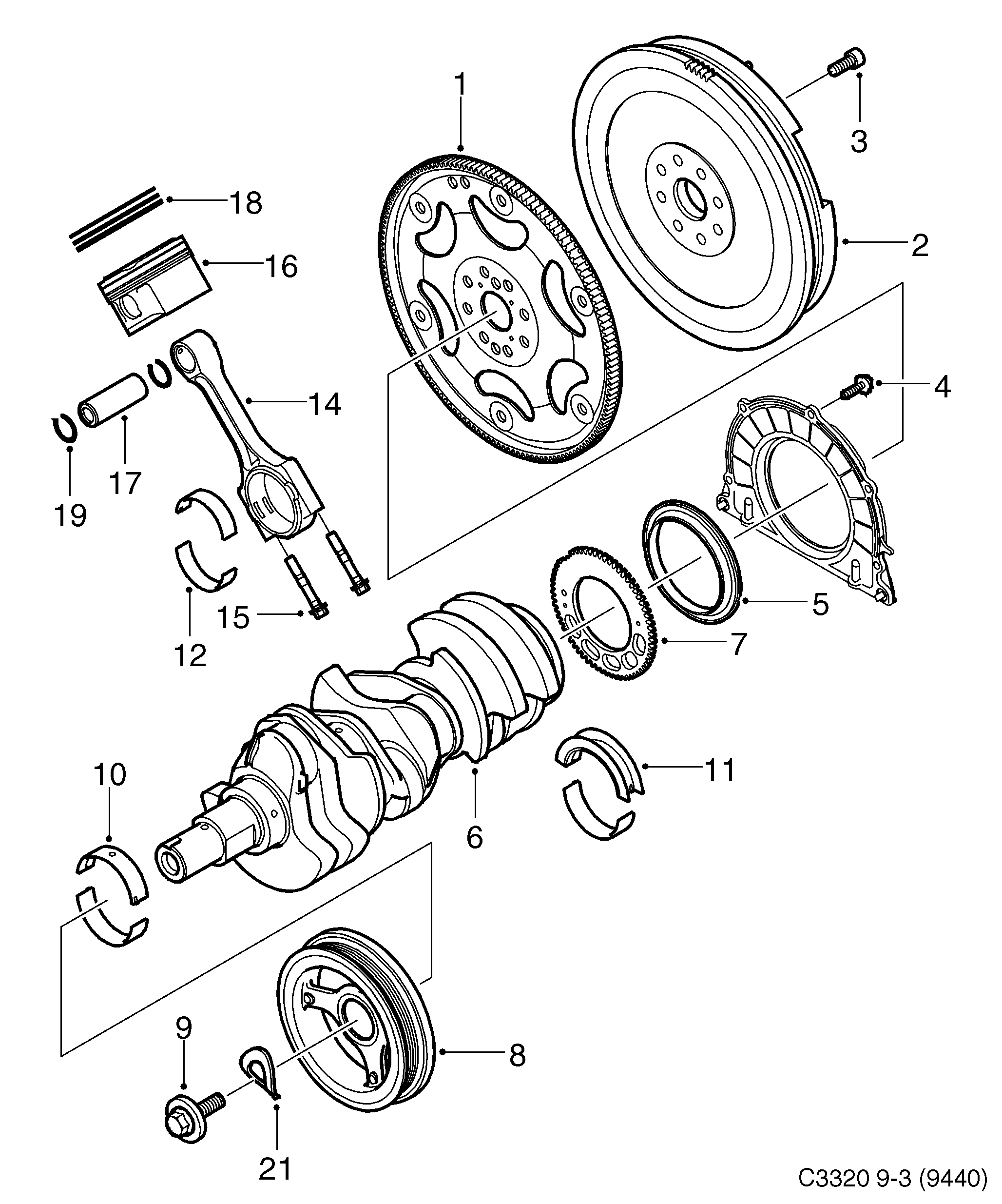 Saab 9-3 (9440) Crankshaft Piston diagram