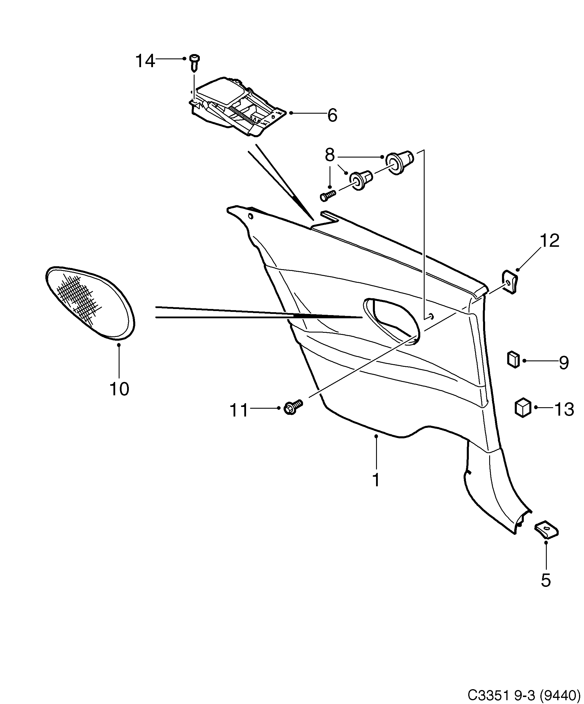 Saab 9-3 (9440) Side panel diagram