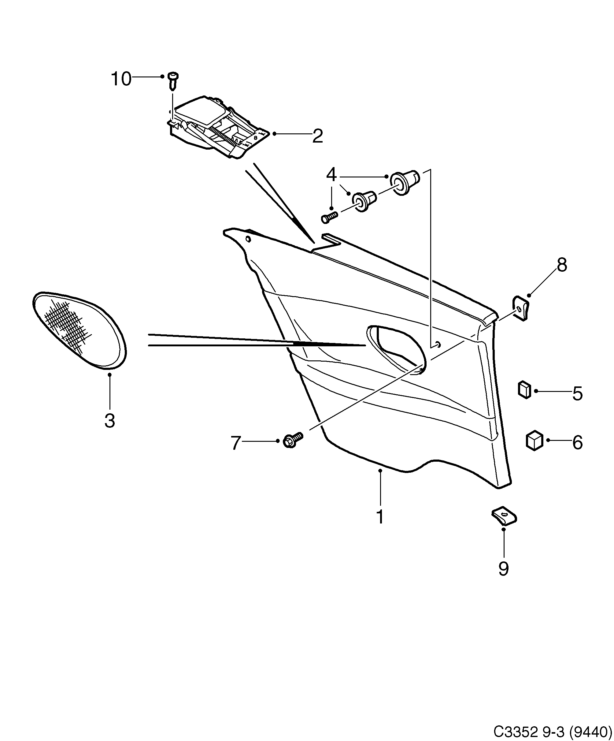 Saab 9-3 (9440) Side panel diagram