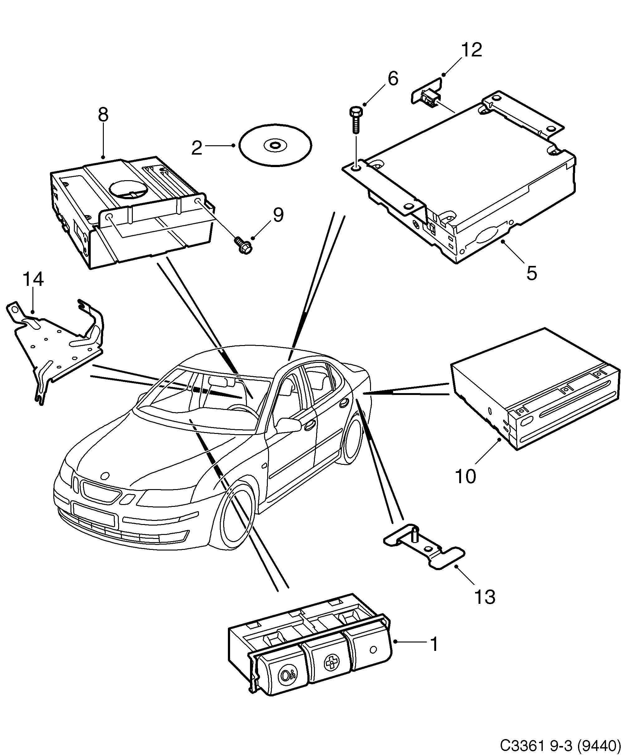 Saab 9-3 (9440) Navigation system ONSTAR diagram