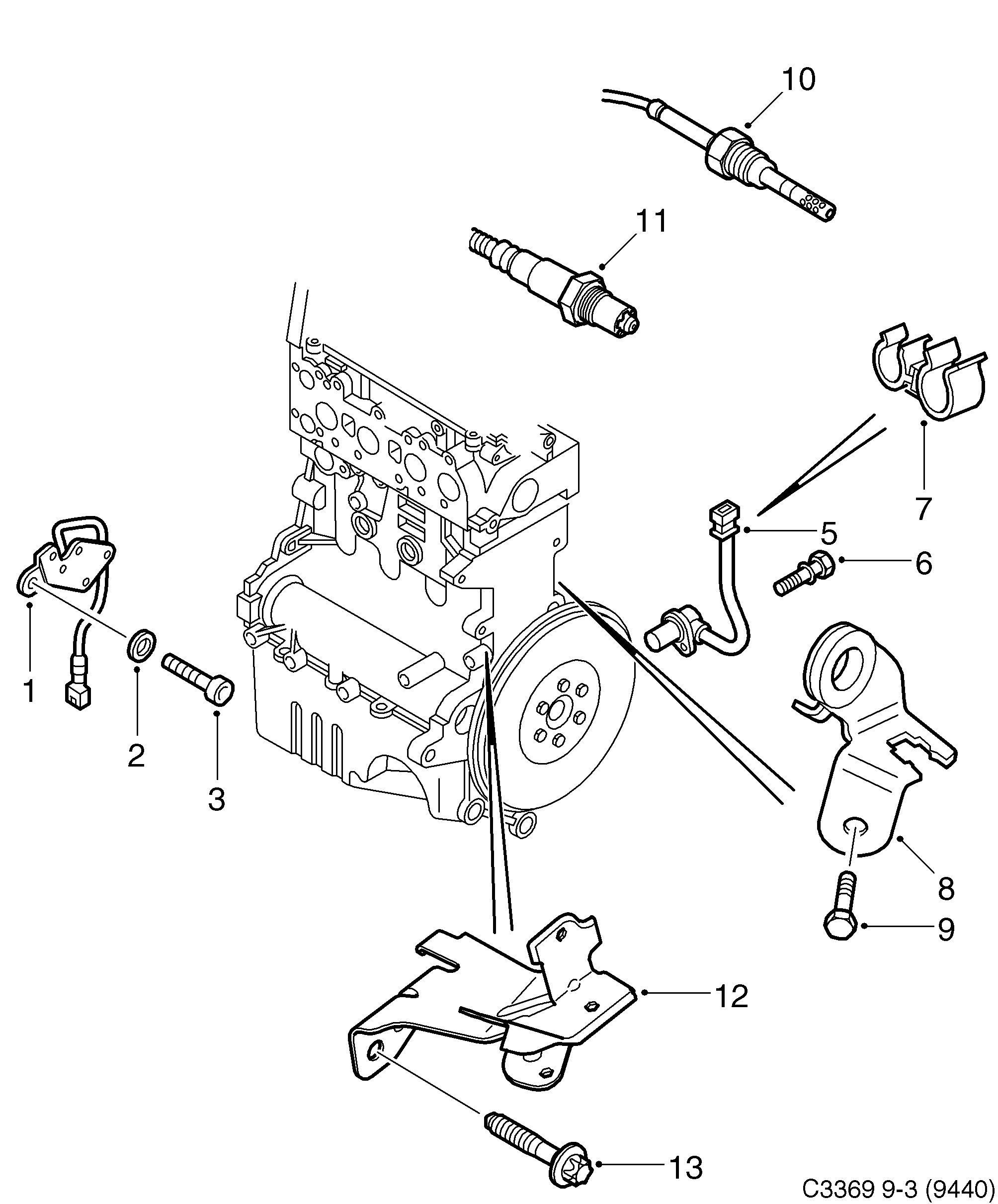 Saab 9-3 (9440) Sensor Sensor diagram