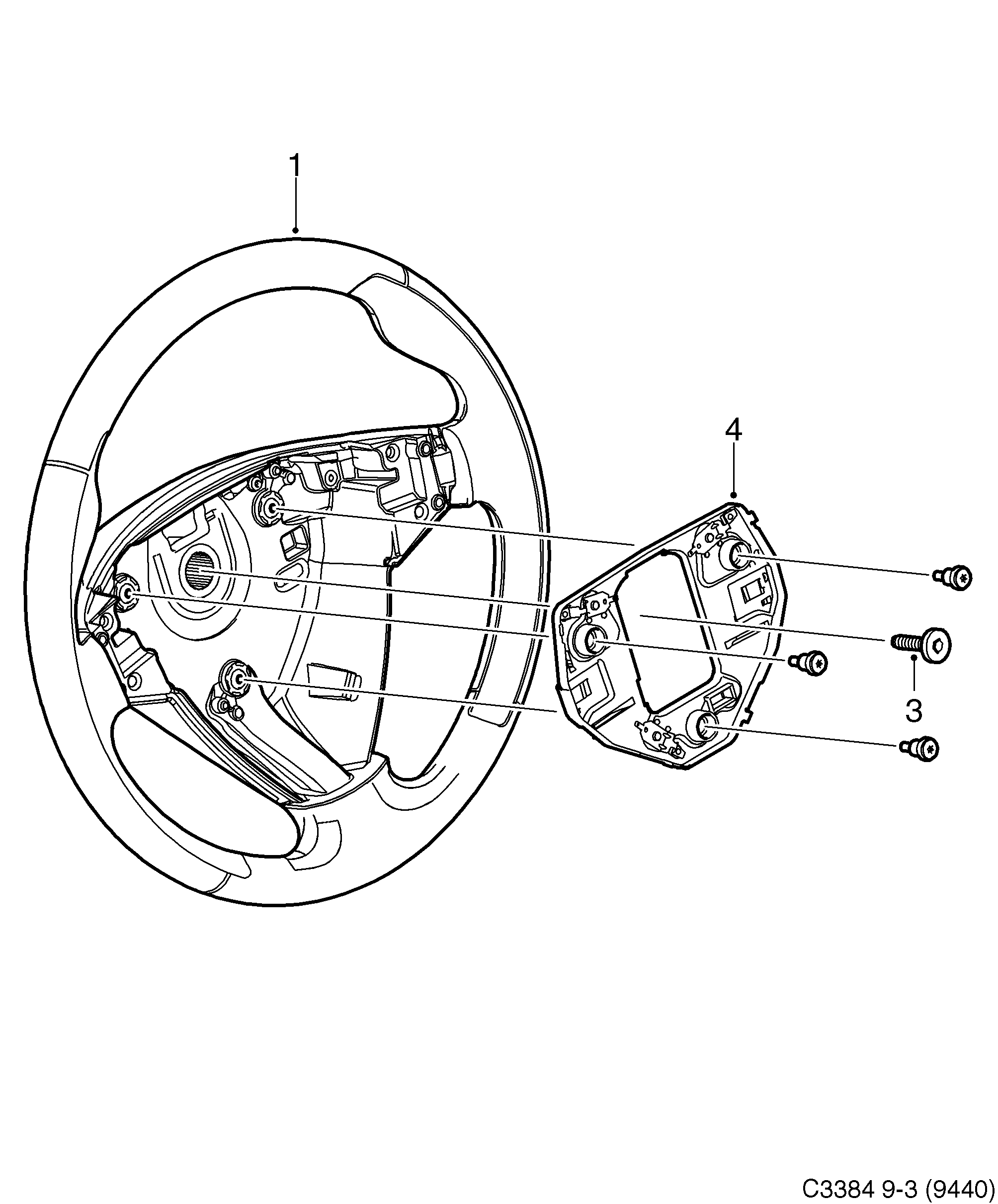 Saab 9-3 (9440) Steering wheel diagram