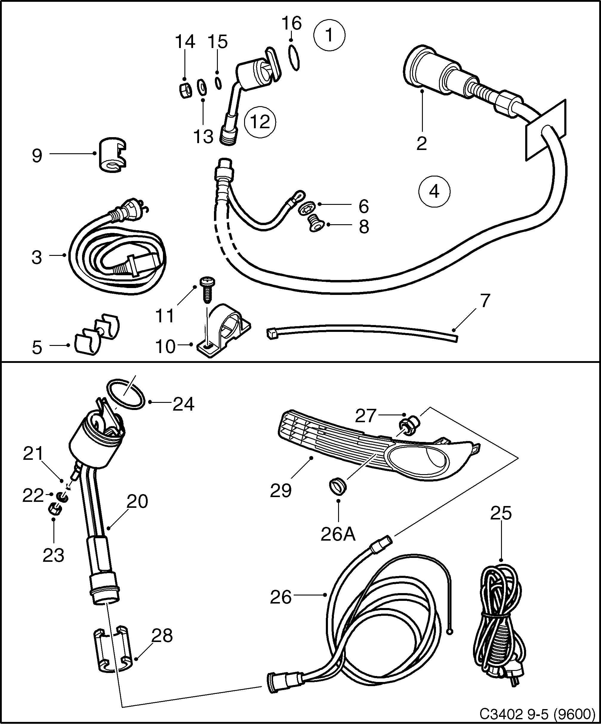 Saab 9-5 (9600) Heater BioPower diagram