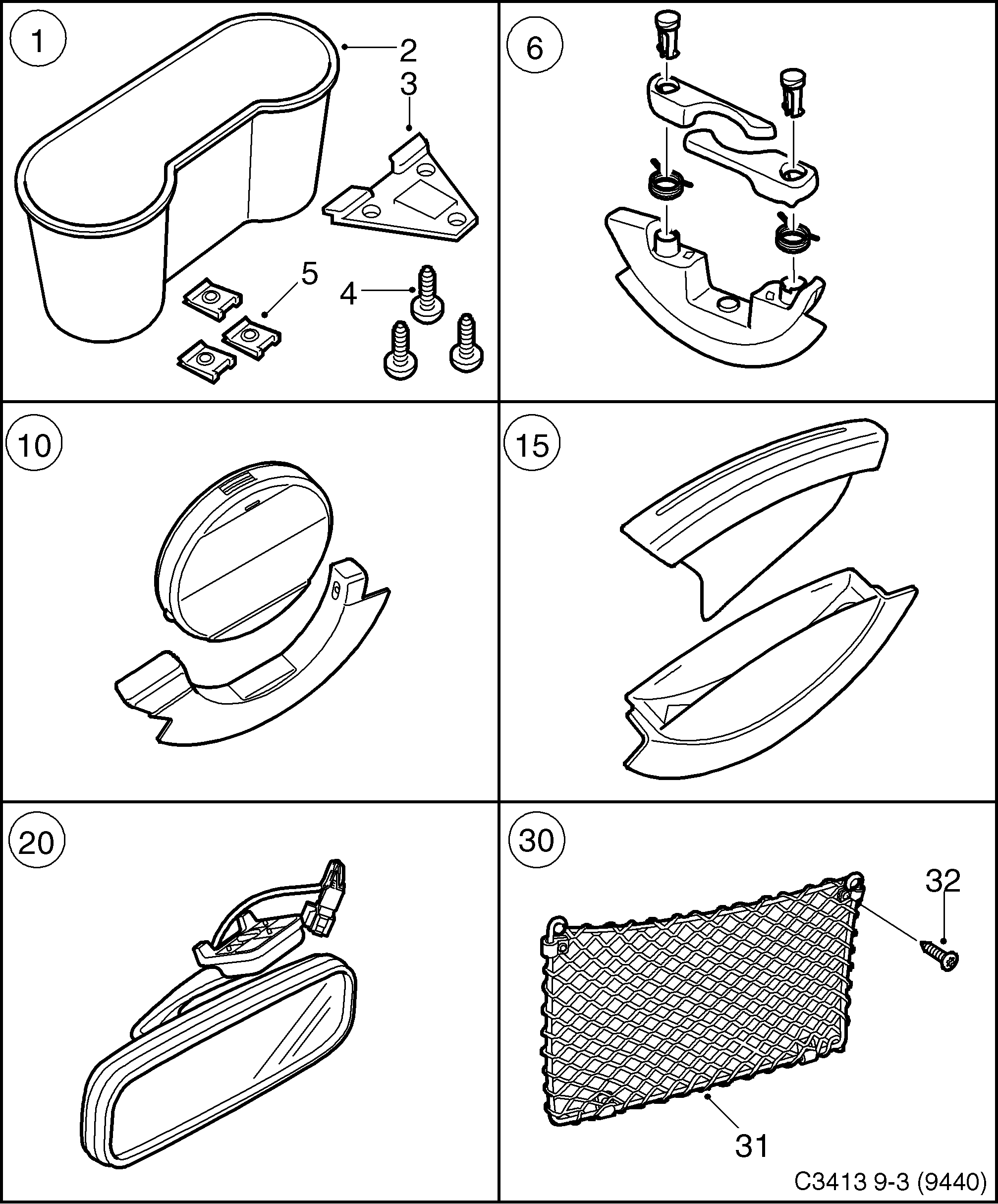 Saab 9-3 (9440) Other interior equipment diagram