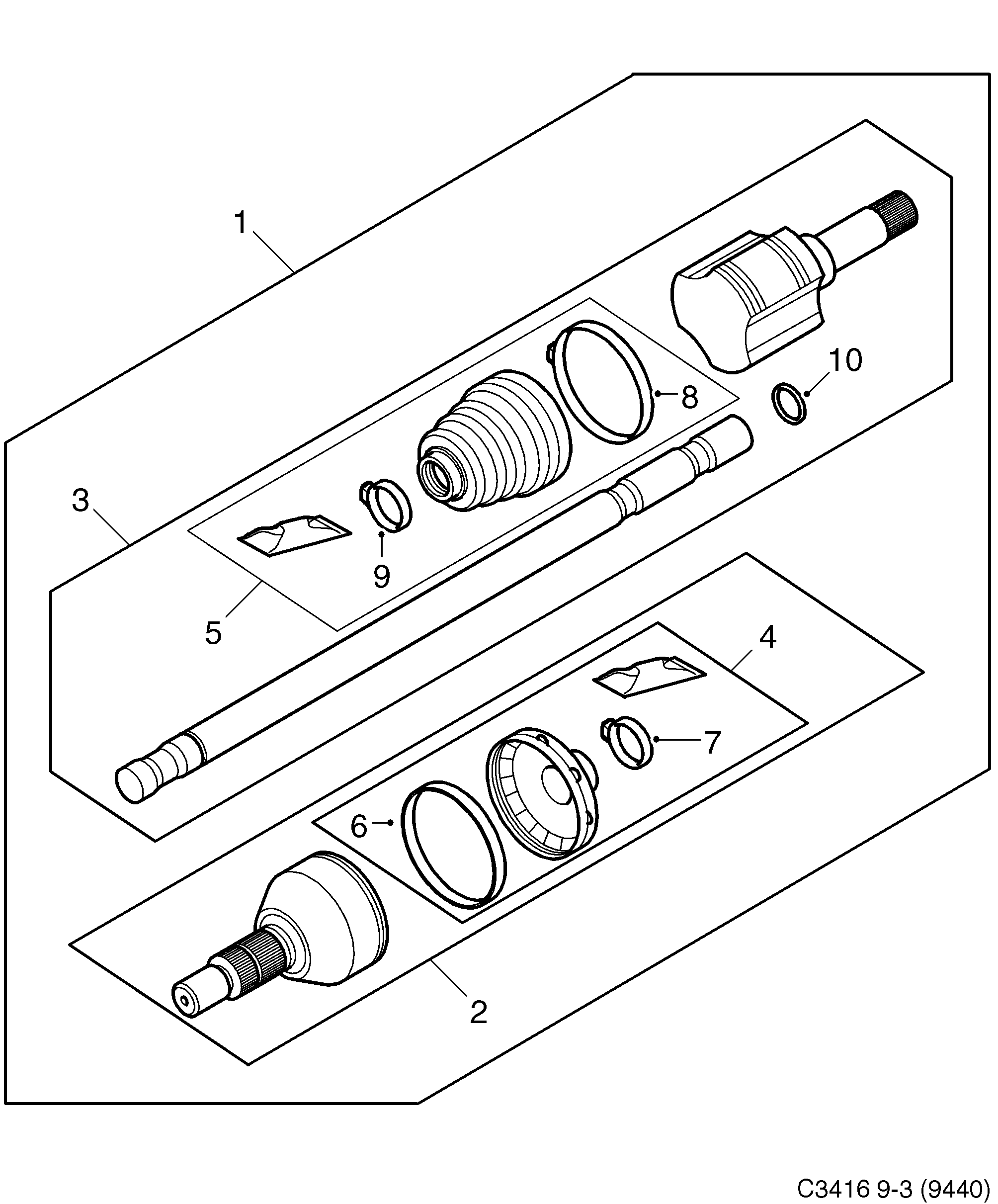Saab 9-3 (9440) Rear diagram