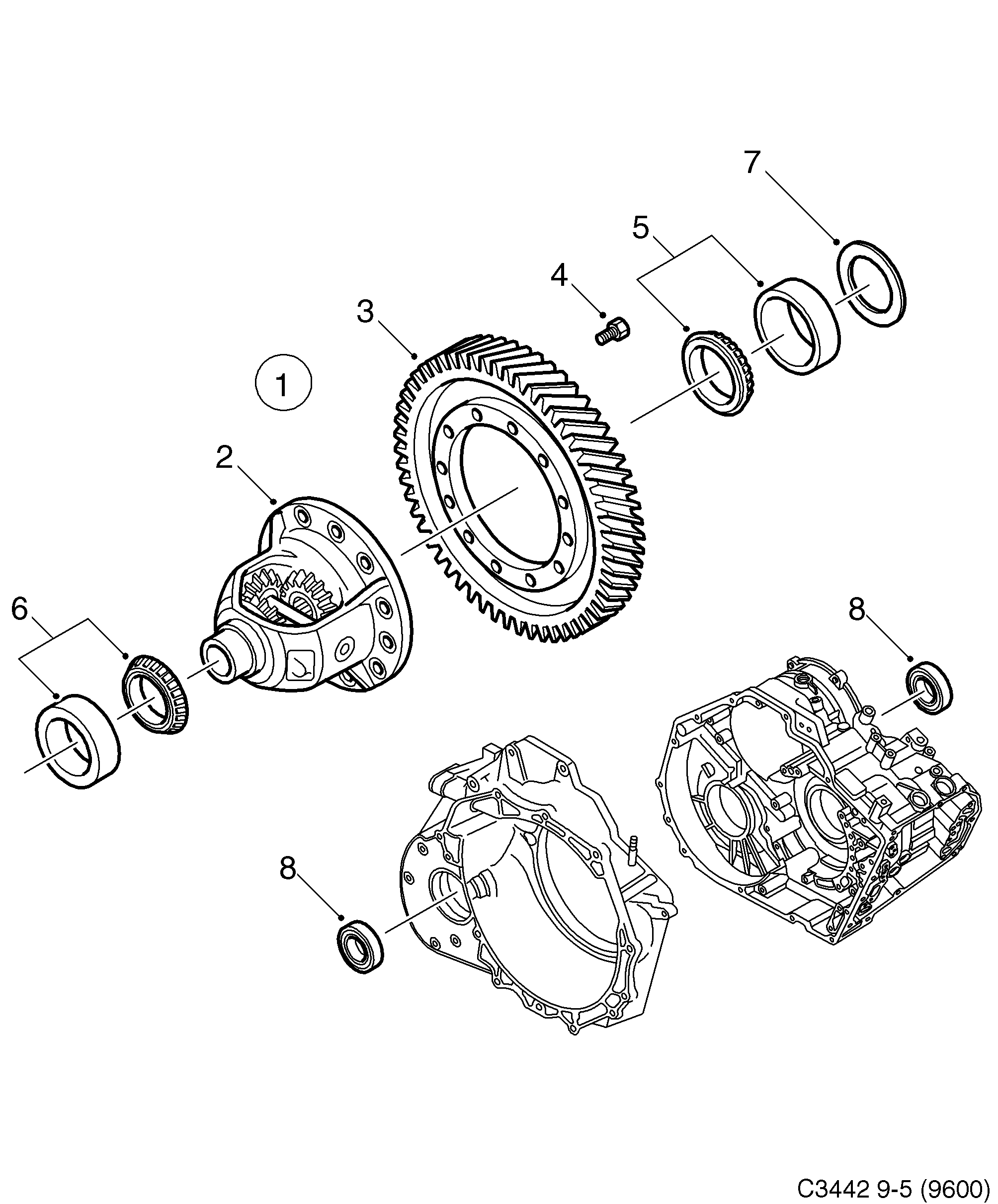 Saab 9-5 (9600) Differential diagram