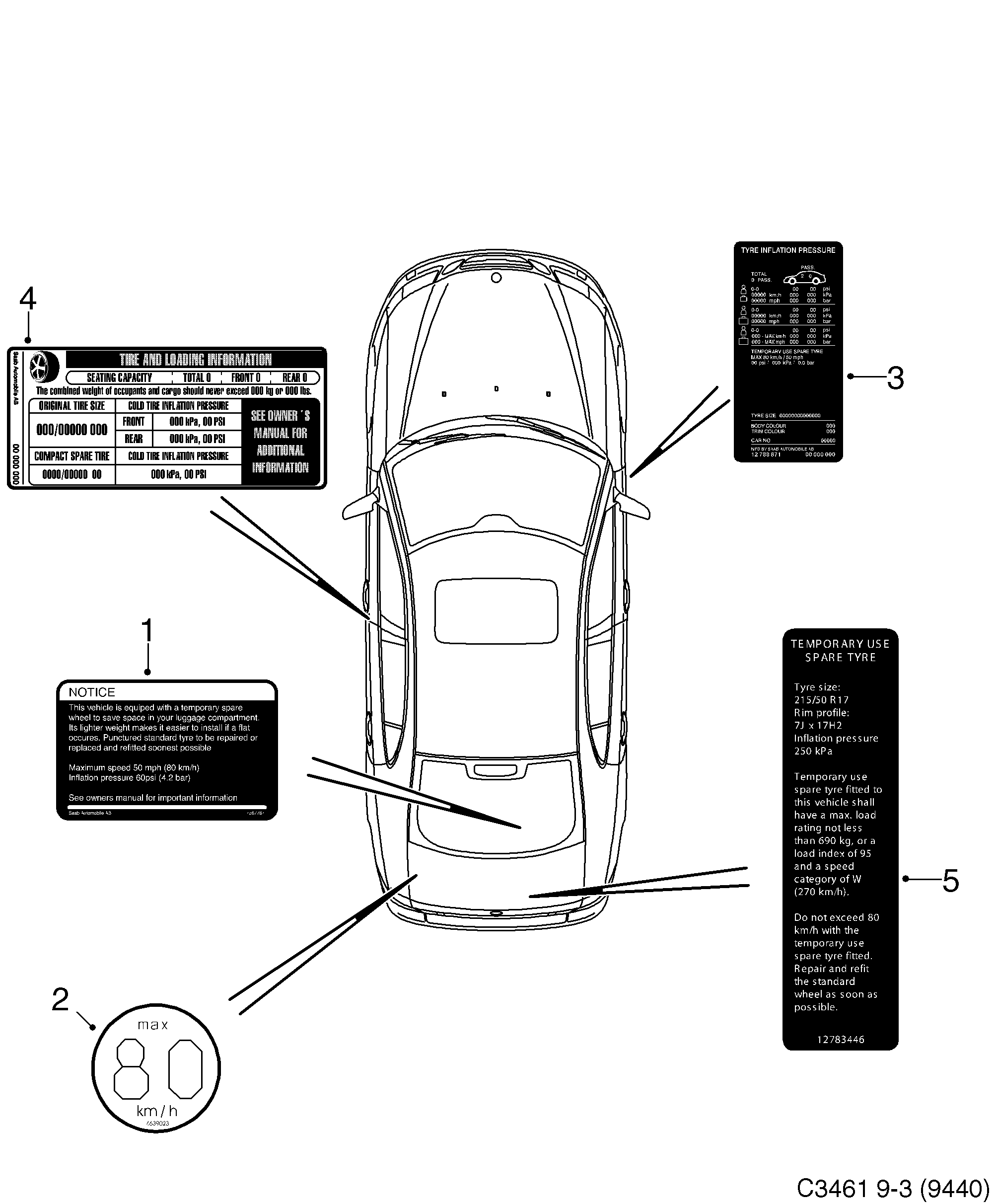 Saab 9-3 (9440) Labels Part 4 diagram