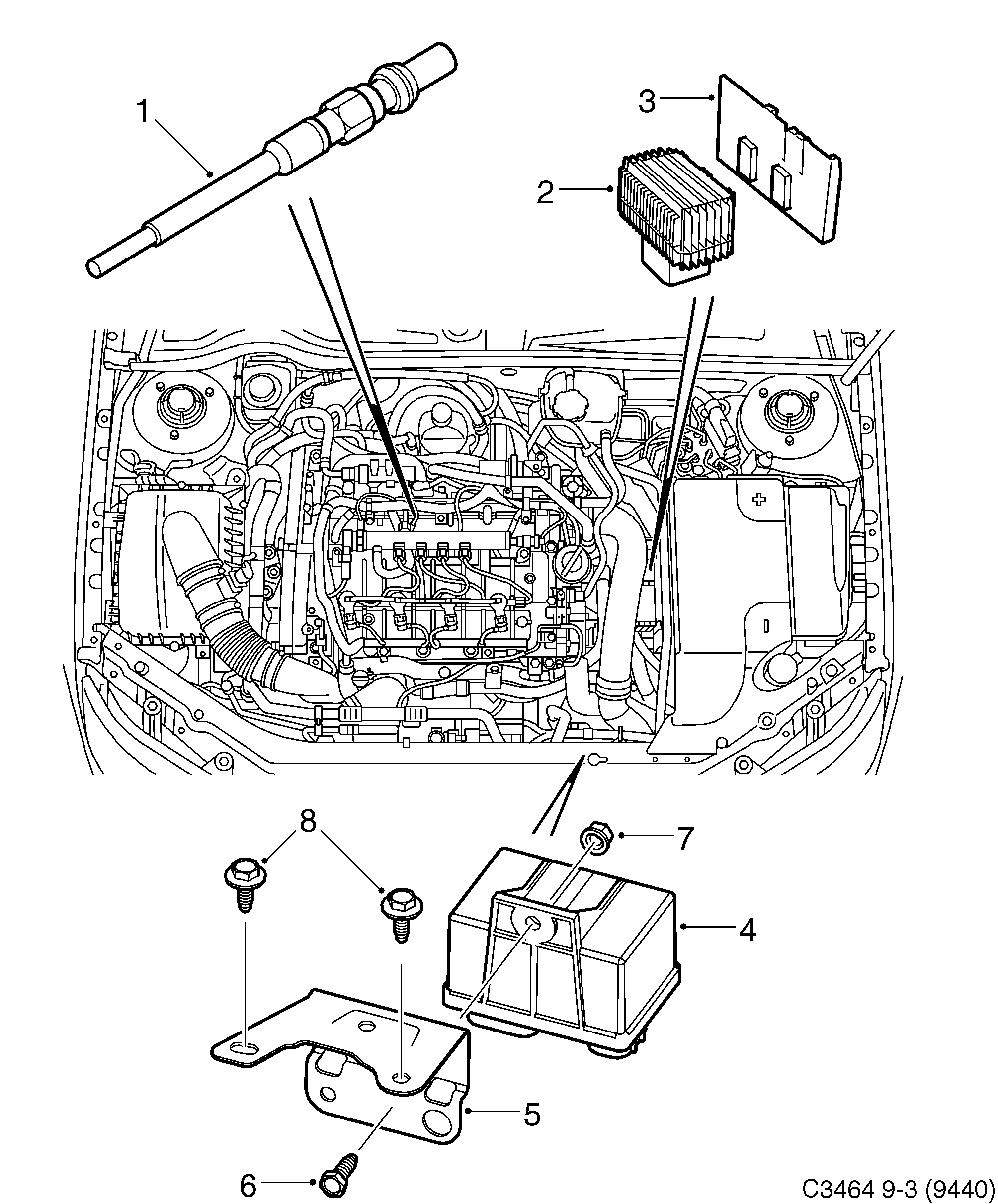 Saab 9-3 (9440) Glow plug diagram