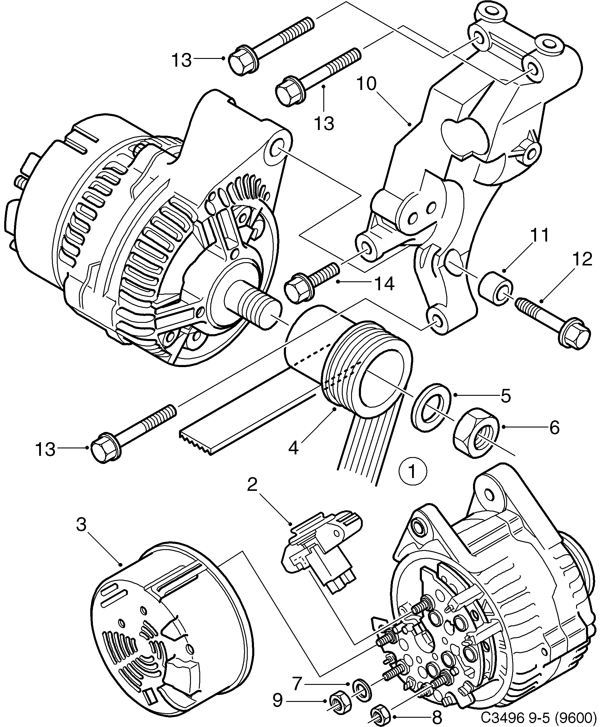 Saab 9-5 (9600) Generator diagram