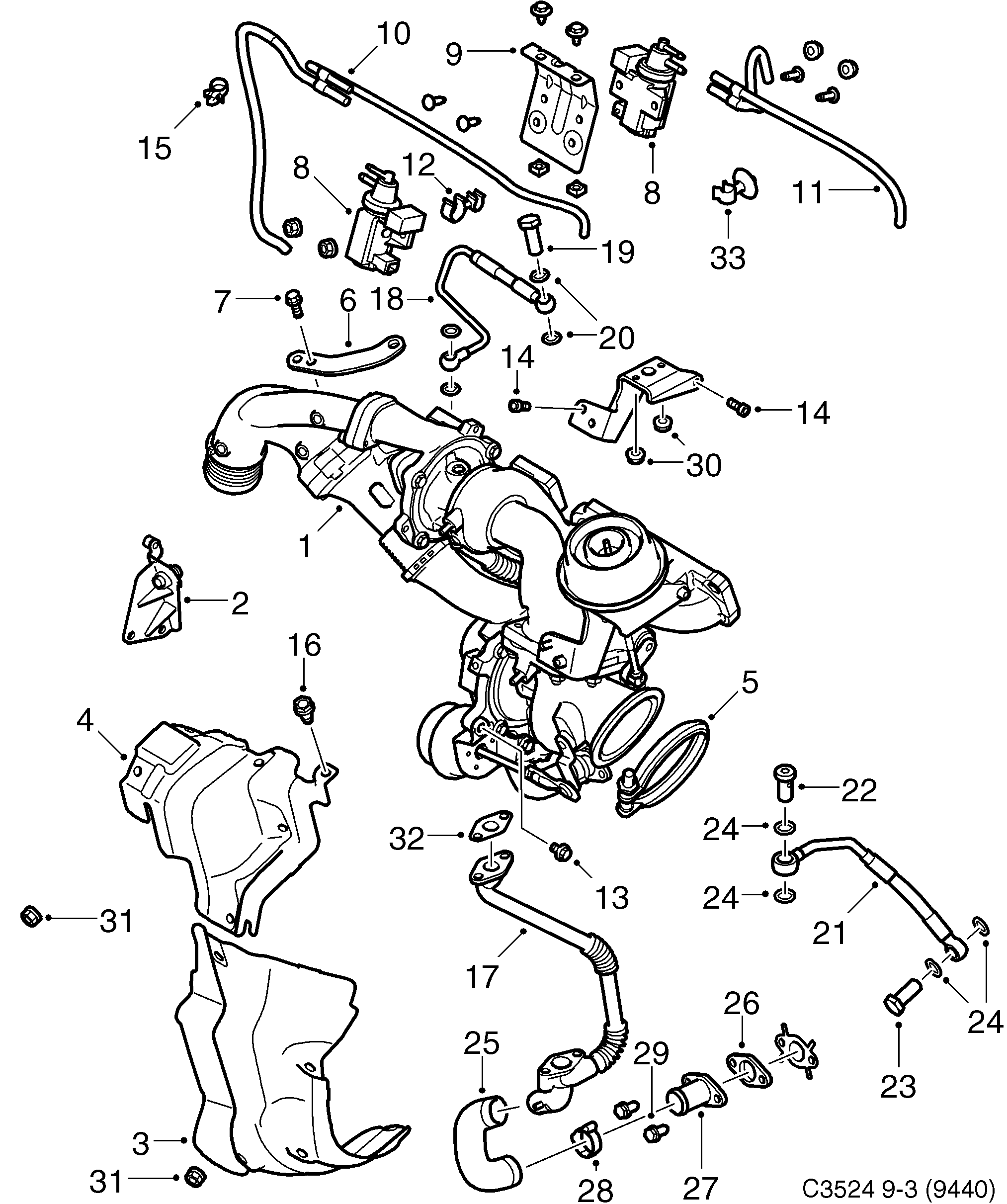 Saab 9-3 (9440) Turbocharger diagram