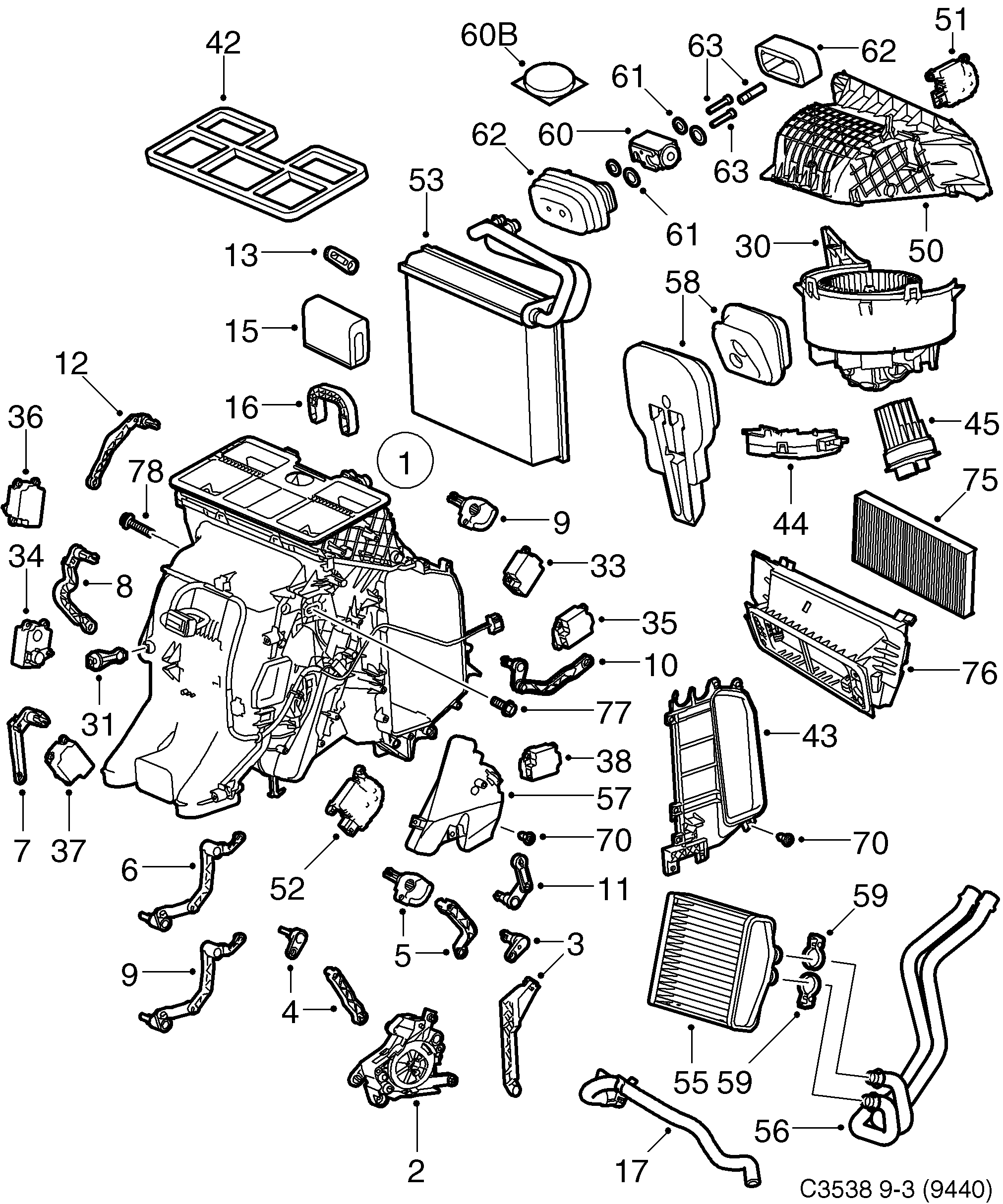 Saab 9-3 (9440) Climate unit Part 1 diagram