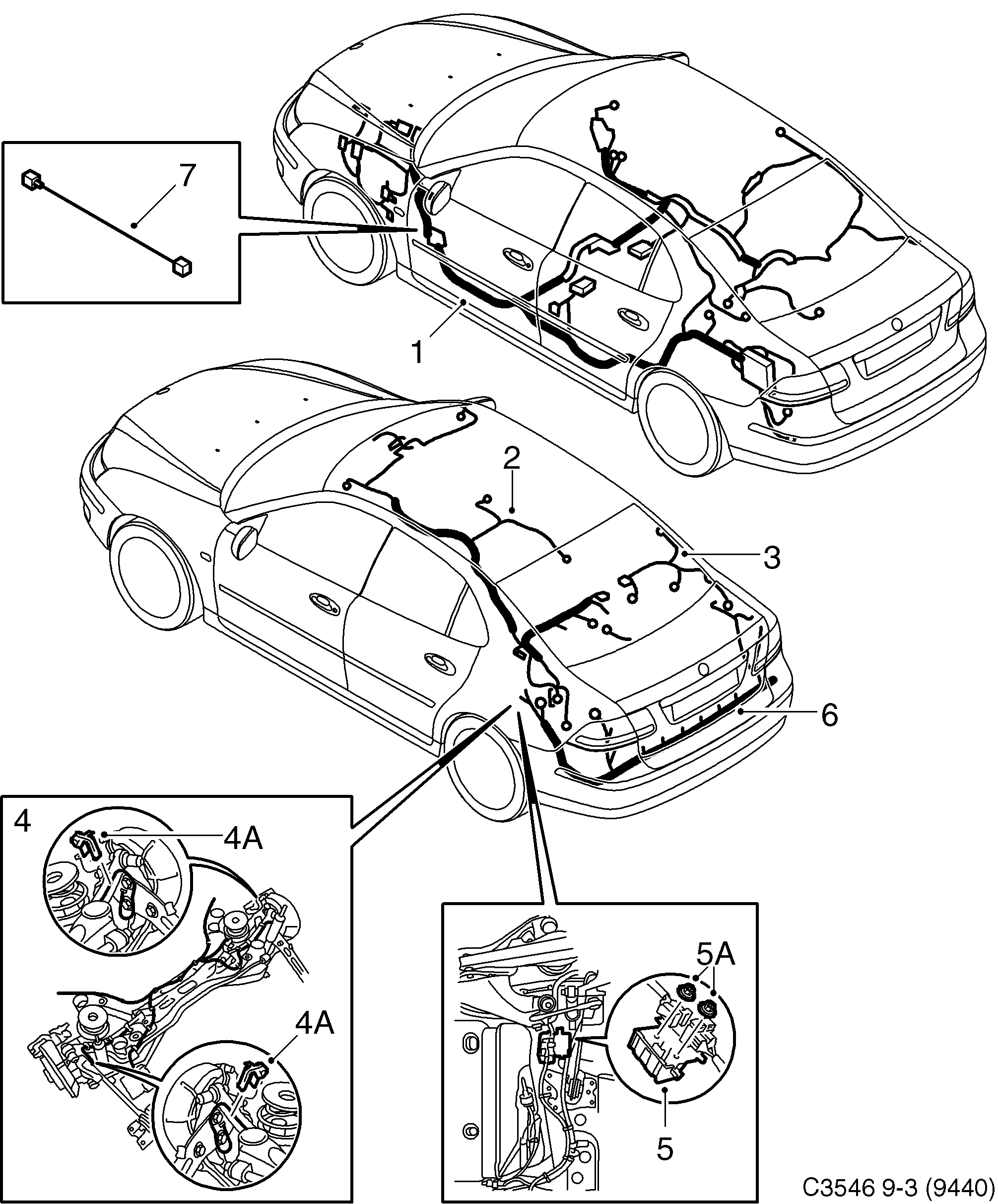 Saab 9-3 (9440) Compartment Roof and Rear diagram