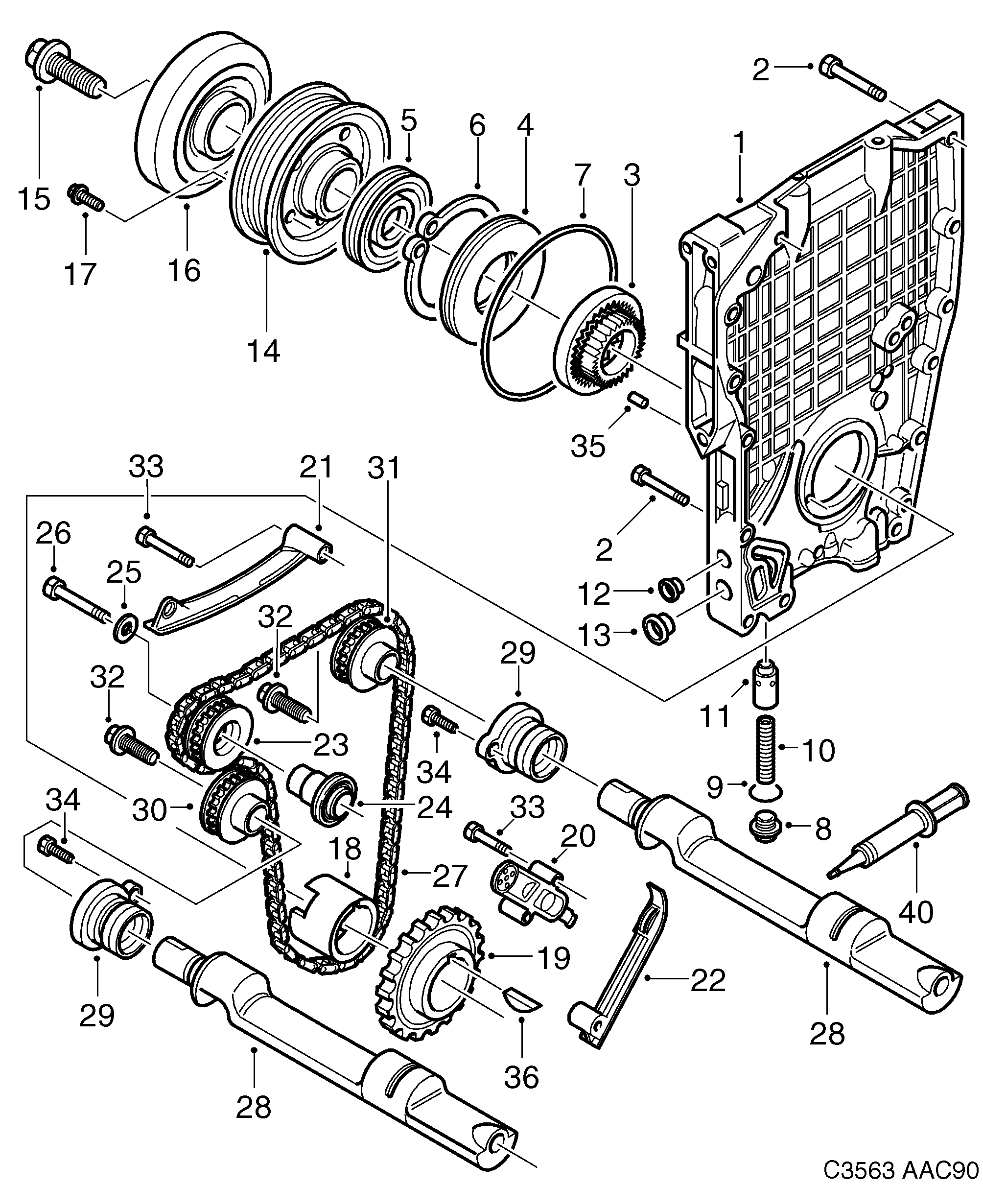 Saab 900 Transmission Balance shaft diagram