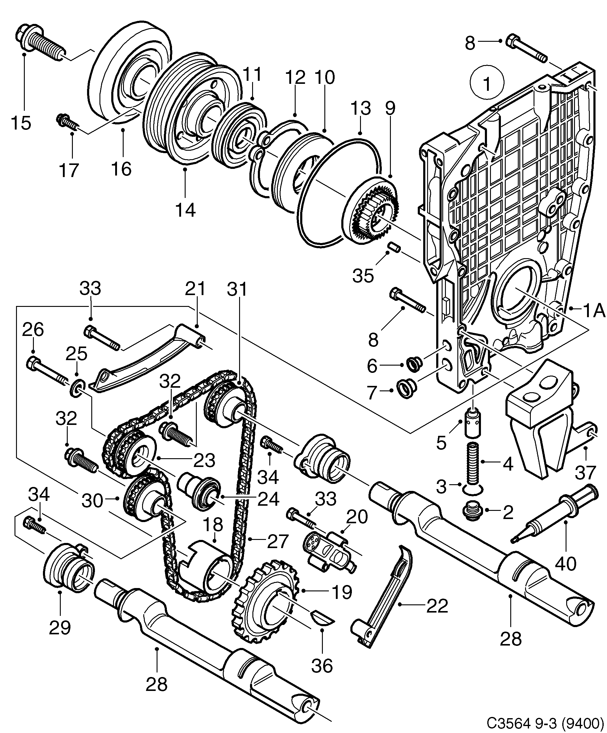 Saab 9-3 (9400) Transmission Balance shaft diagram
