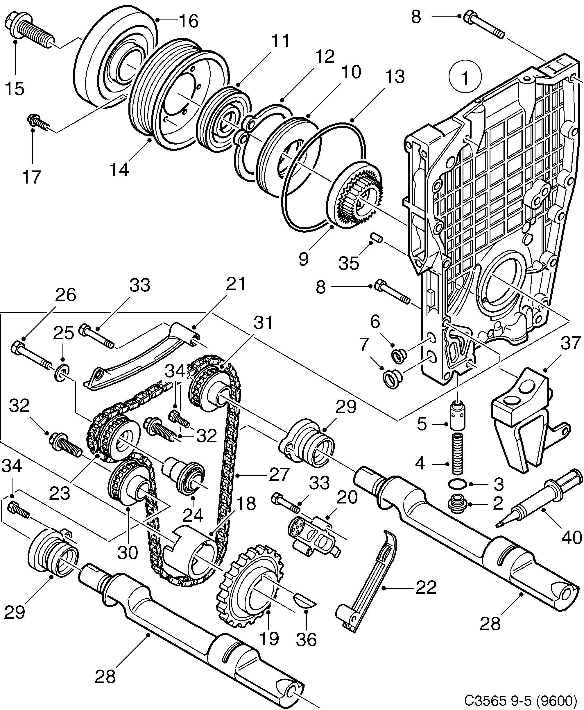 Saab 9-5 (9600) Transmission Balance shaft diagram