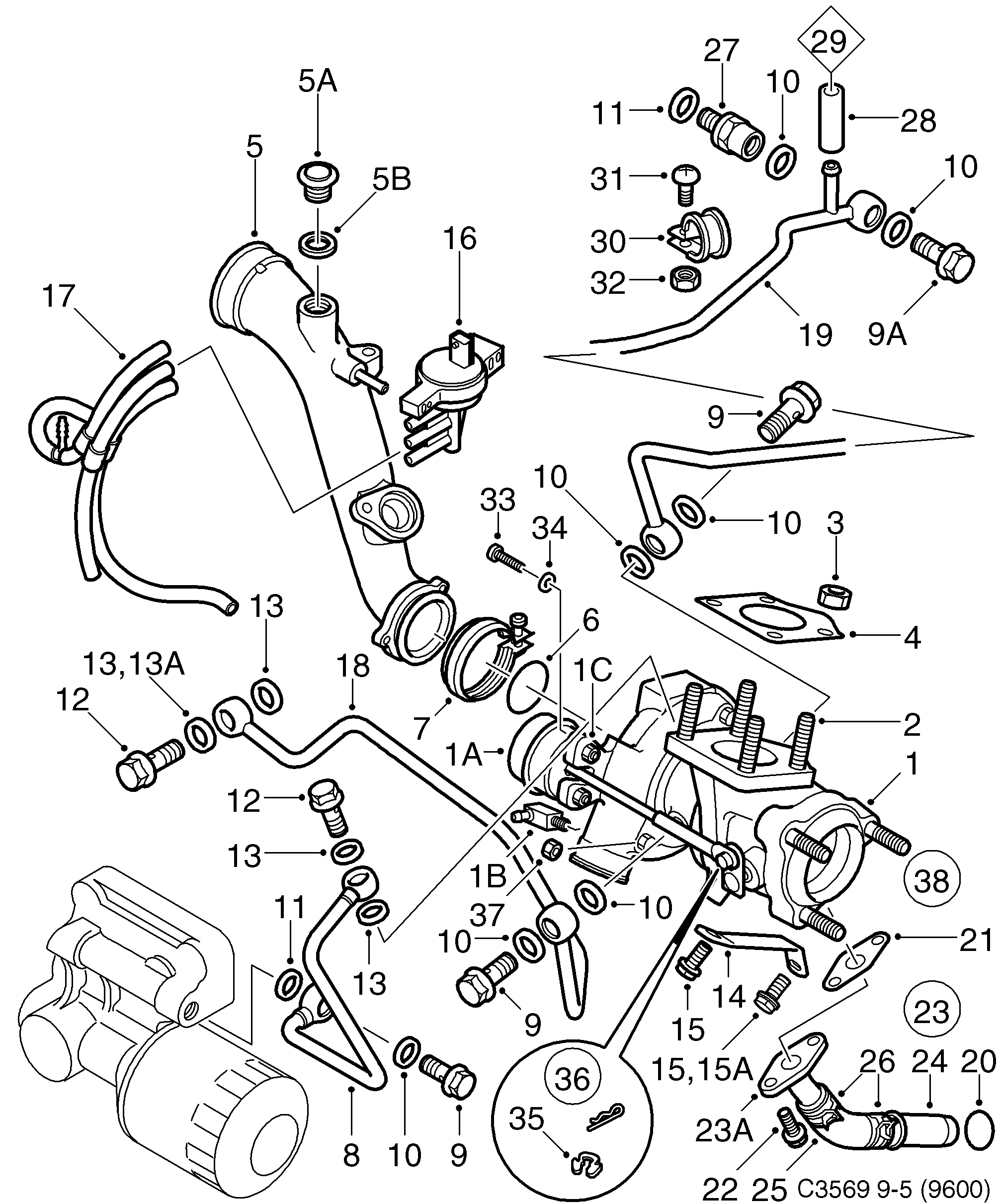 Saab 9-5 (9600) Turbocharger diagram