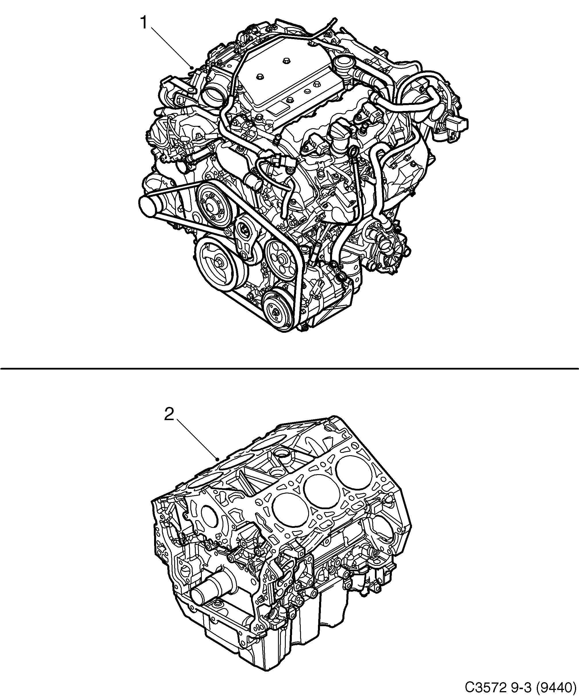 Saab 9-3 (9440) Basic engine Motor diagram