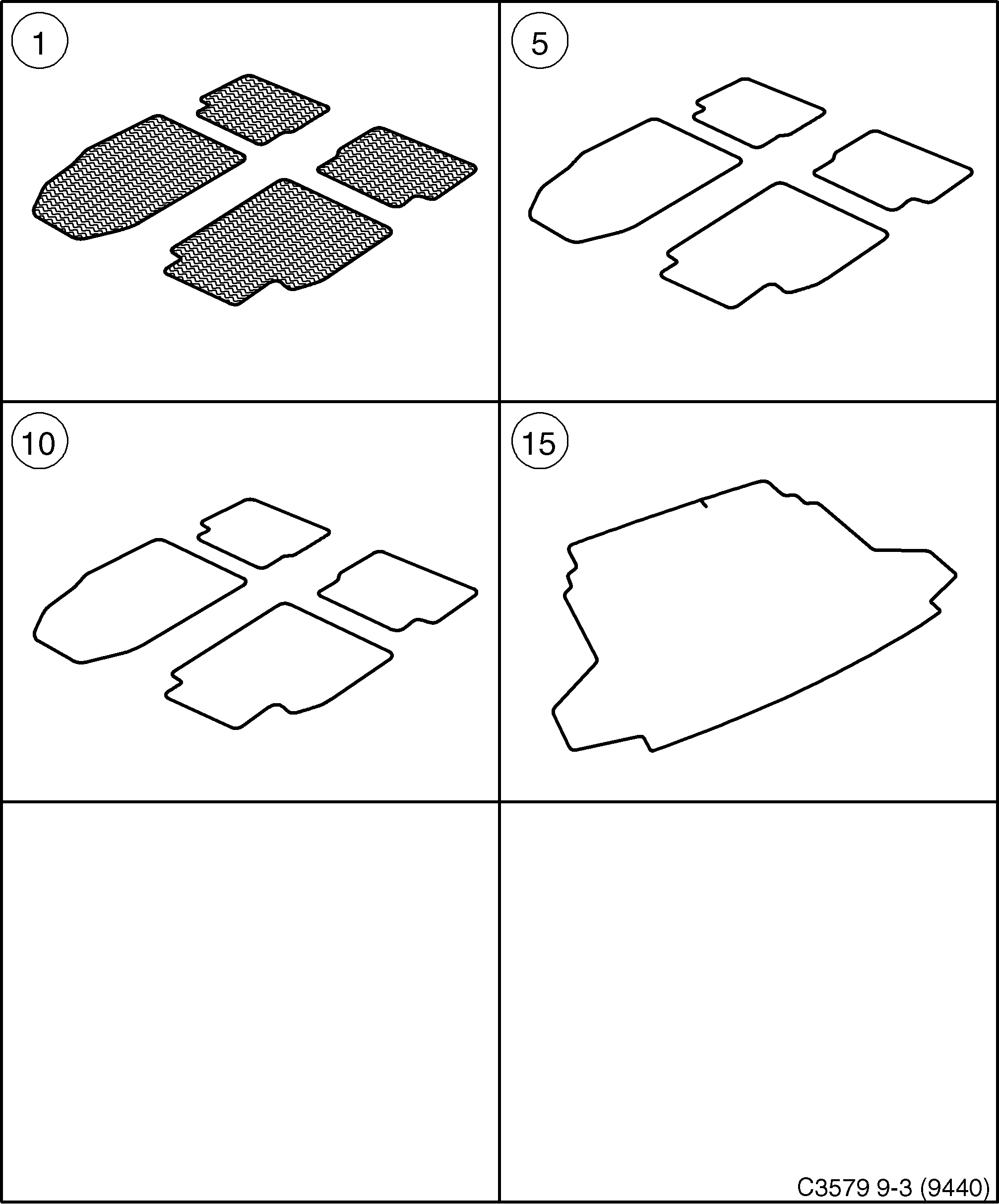 Saab 9-3 (9440) Carpet diagram