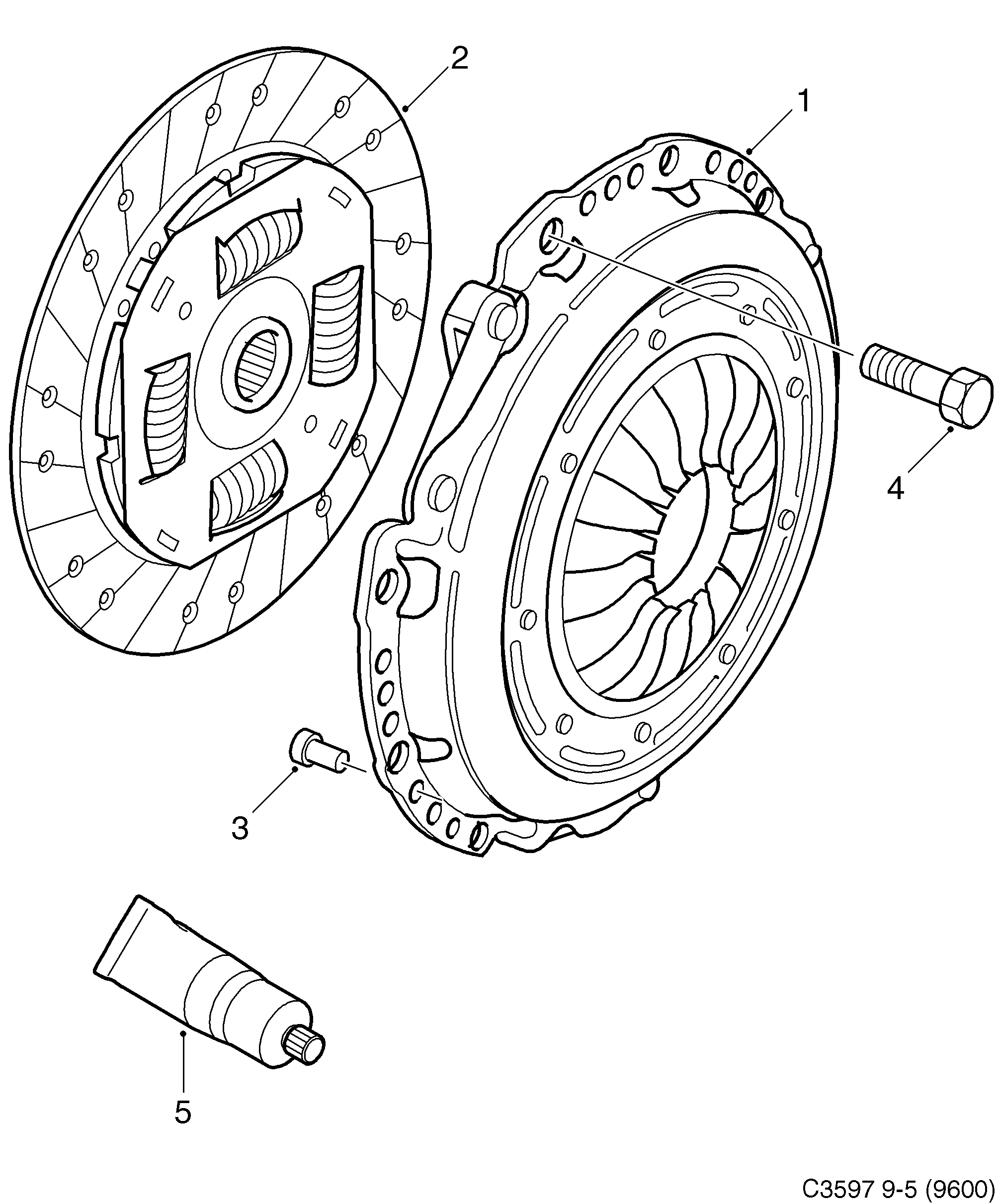 Saab 9-5 (9600) Clutch, clutch disc diagram