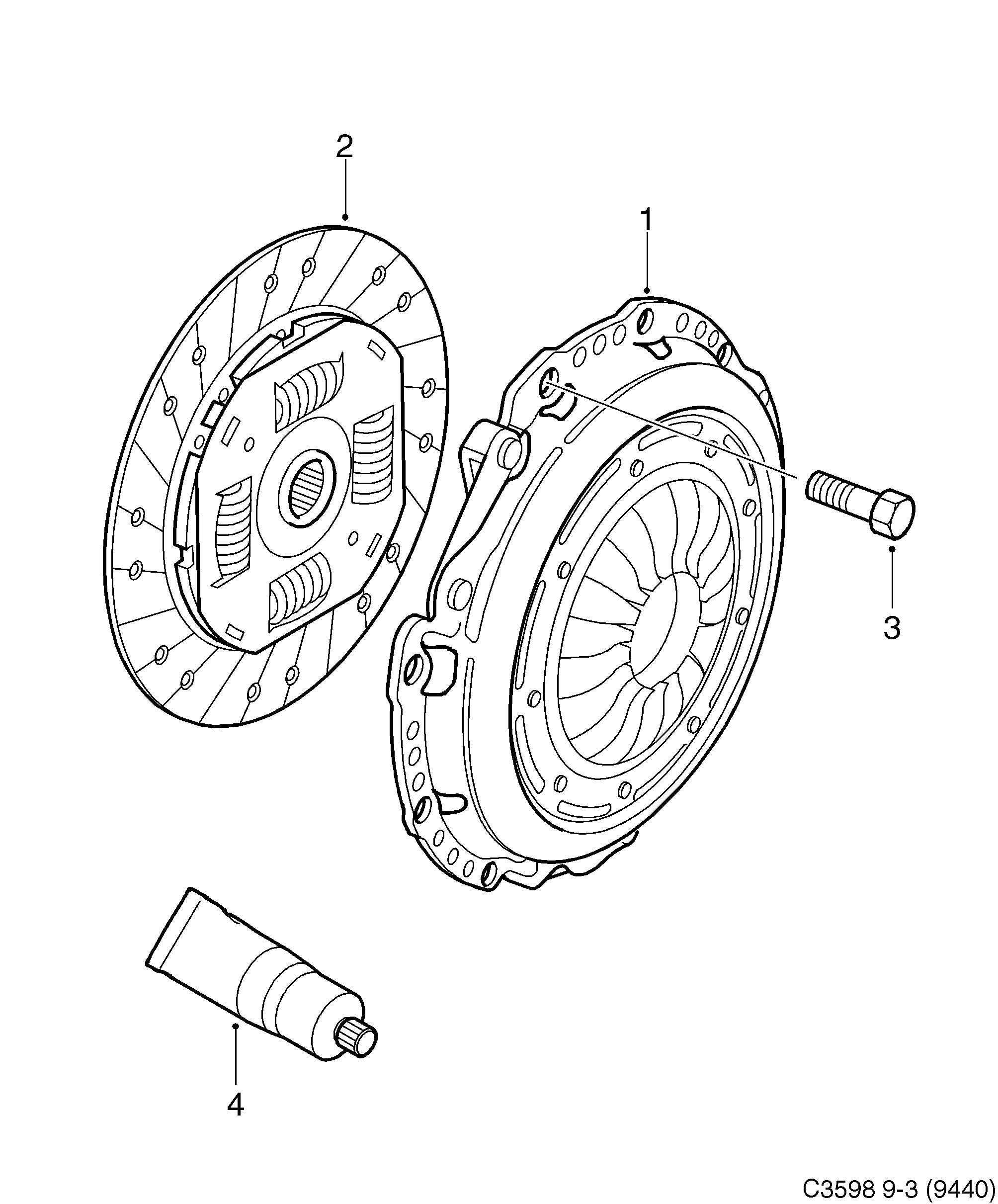 Saab 9-3 (9440) Clutch, clutch disc diagram