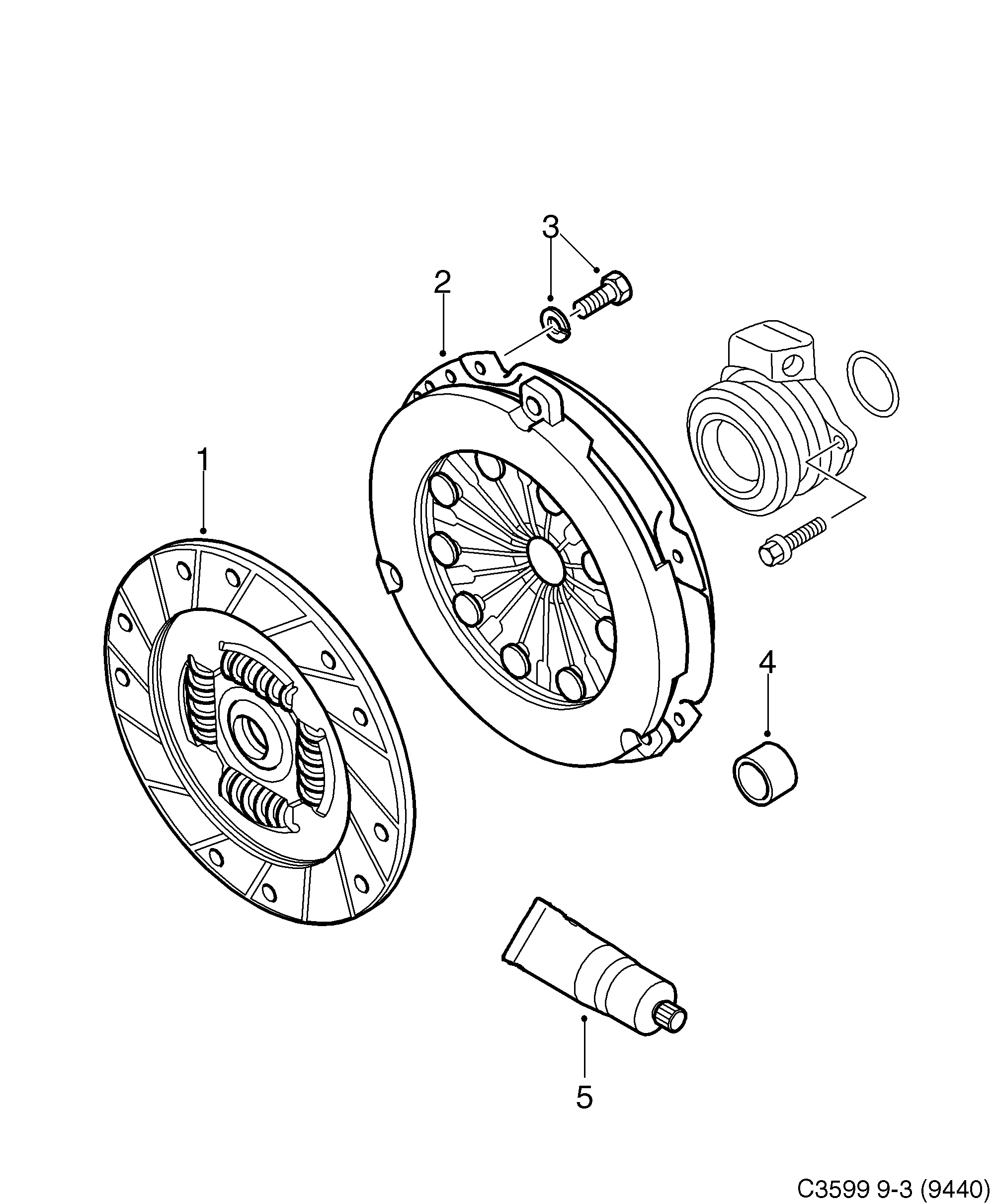 Saab 9-3 (9440) Clutch, clutch disc diagram