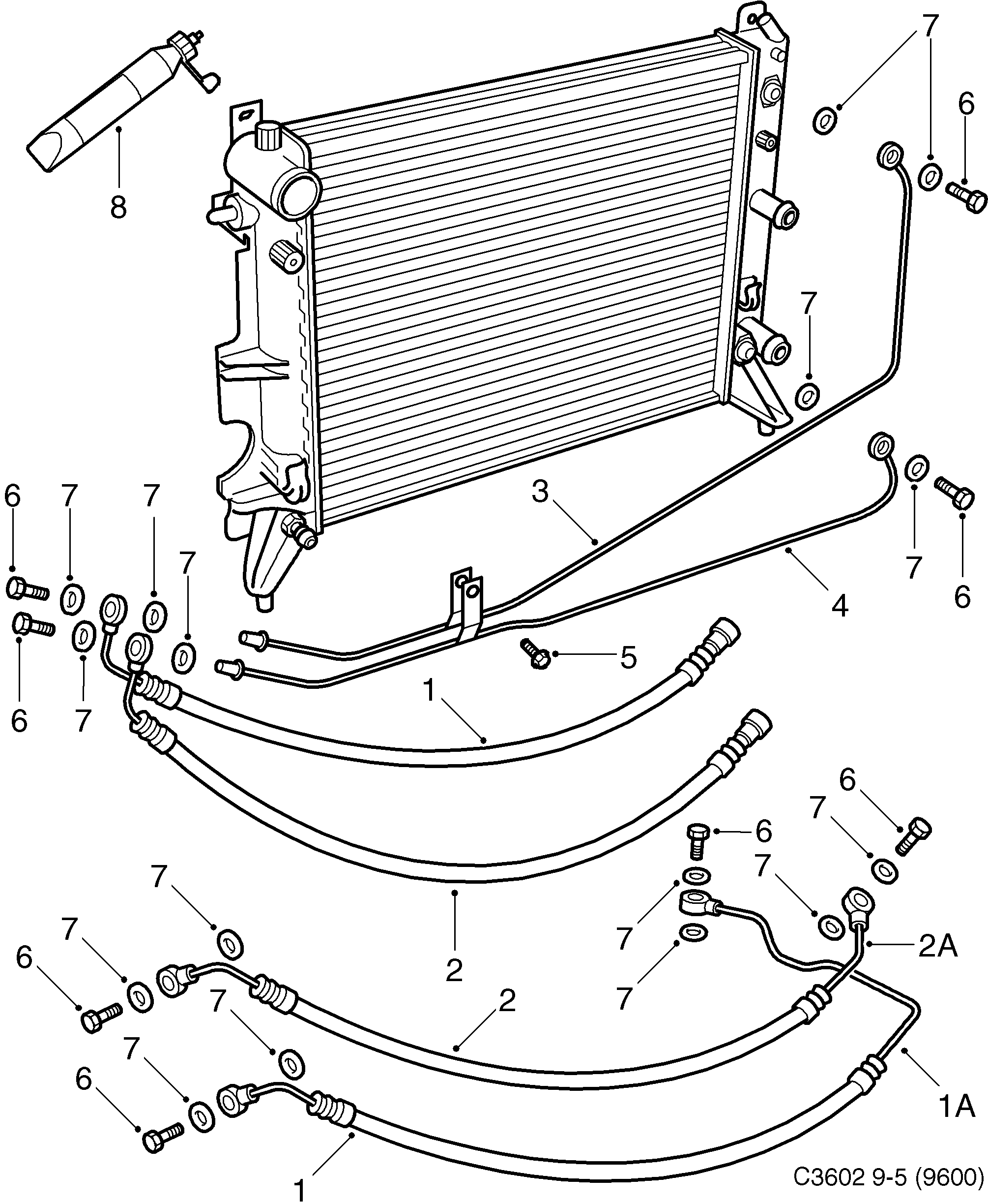 Saab 9-5 (9600) Air oil cooler Automatic transmission diagram