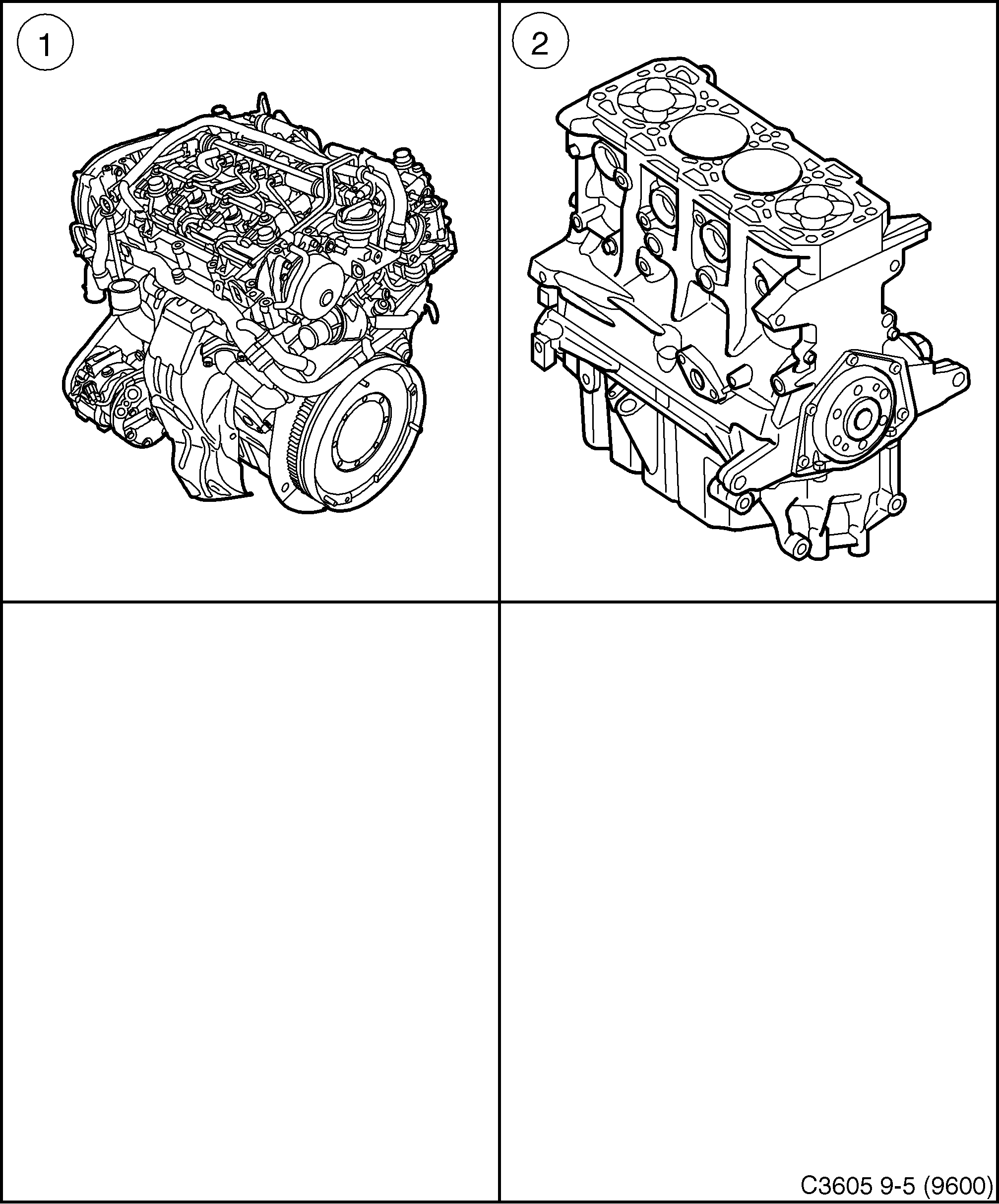 Saab 9-5 (9600) Basic engine Motor diagram